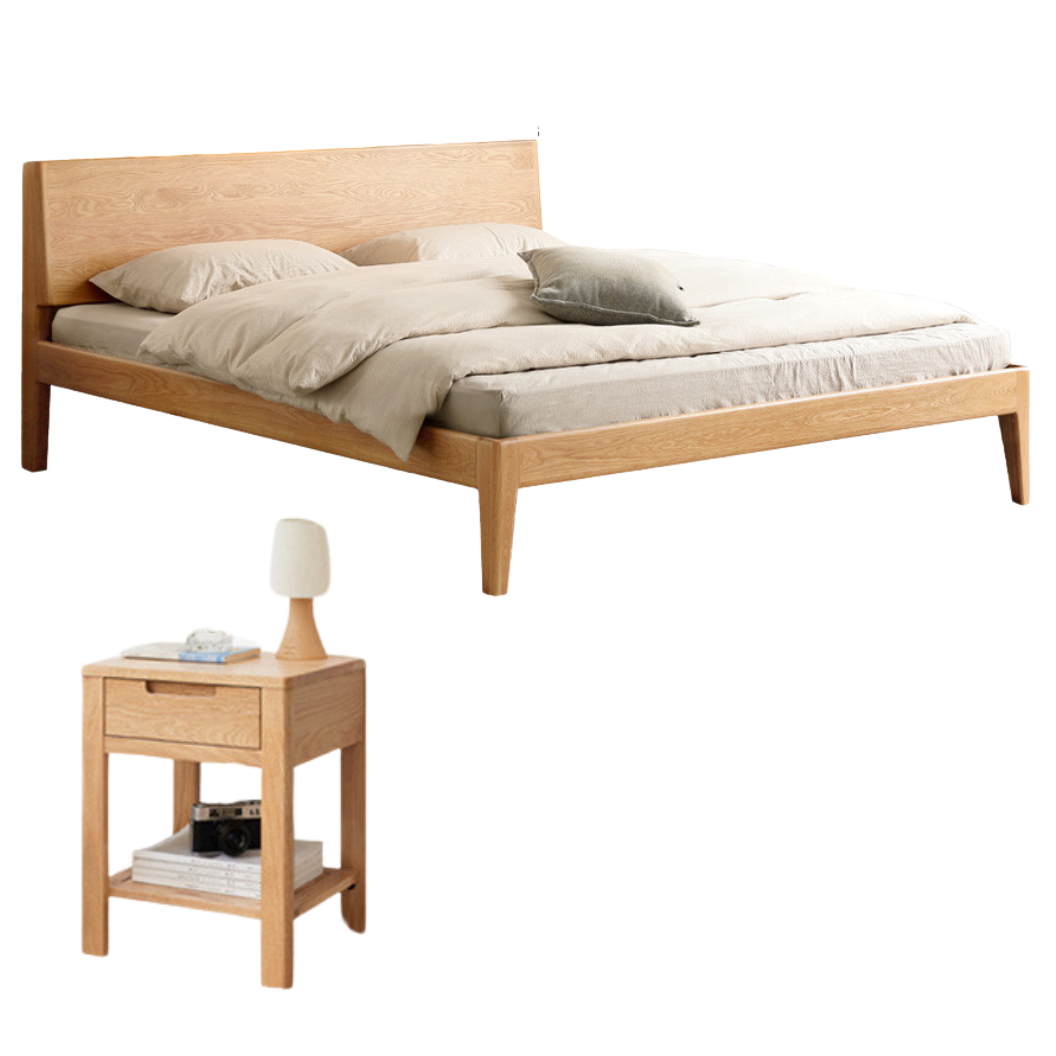 Oak Solid Wood with LED Light Bed