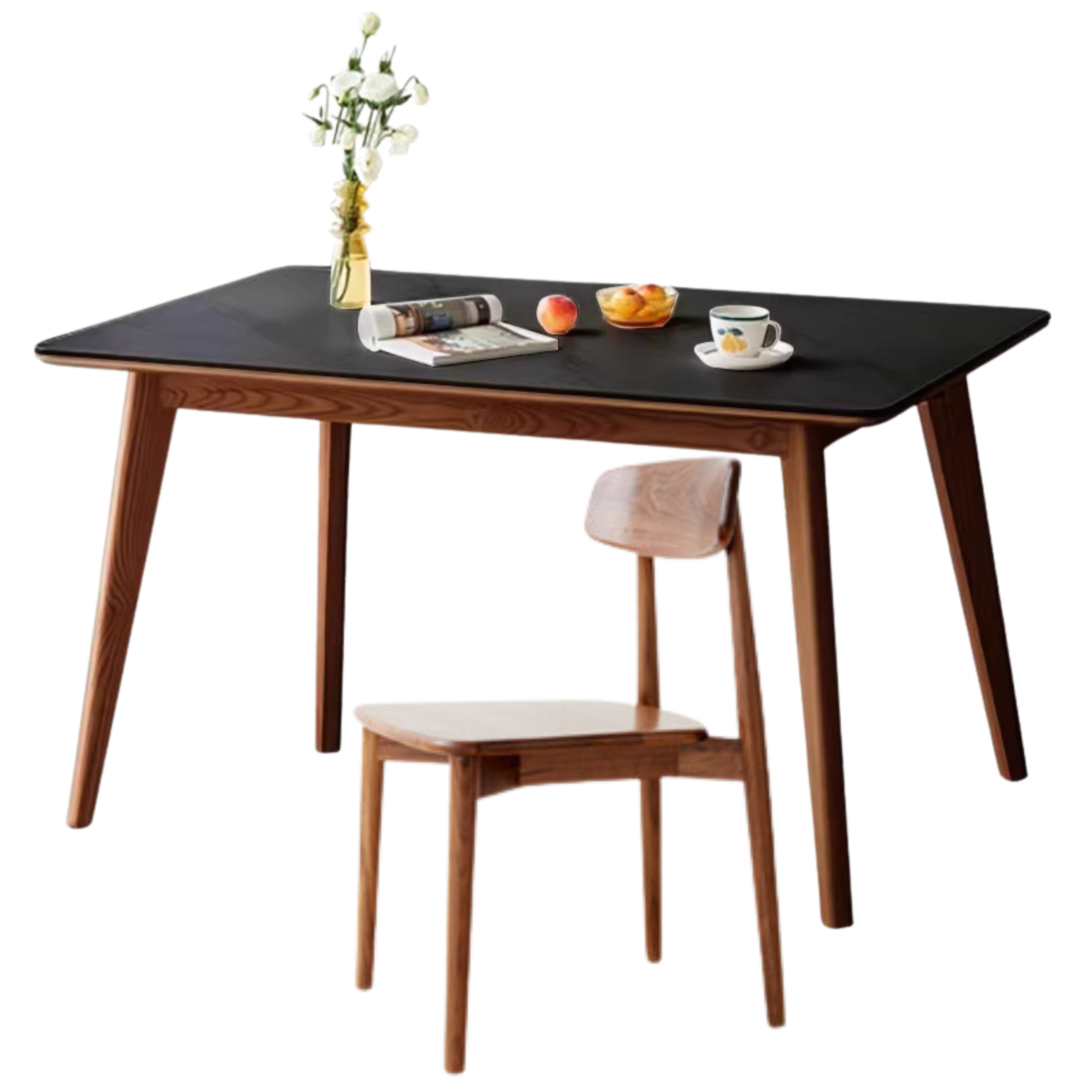 Ash, Black Walnut, Sandalwood Solid Wood Rock Plate Nordic Dining Table