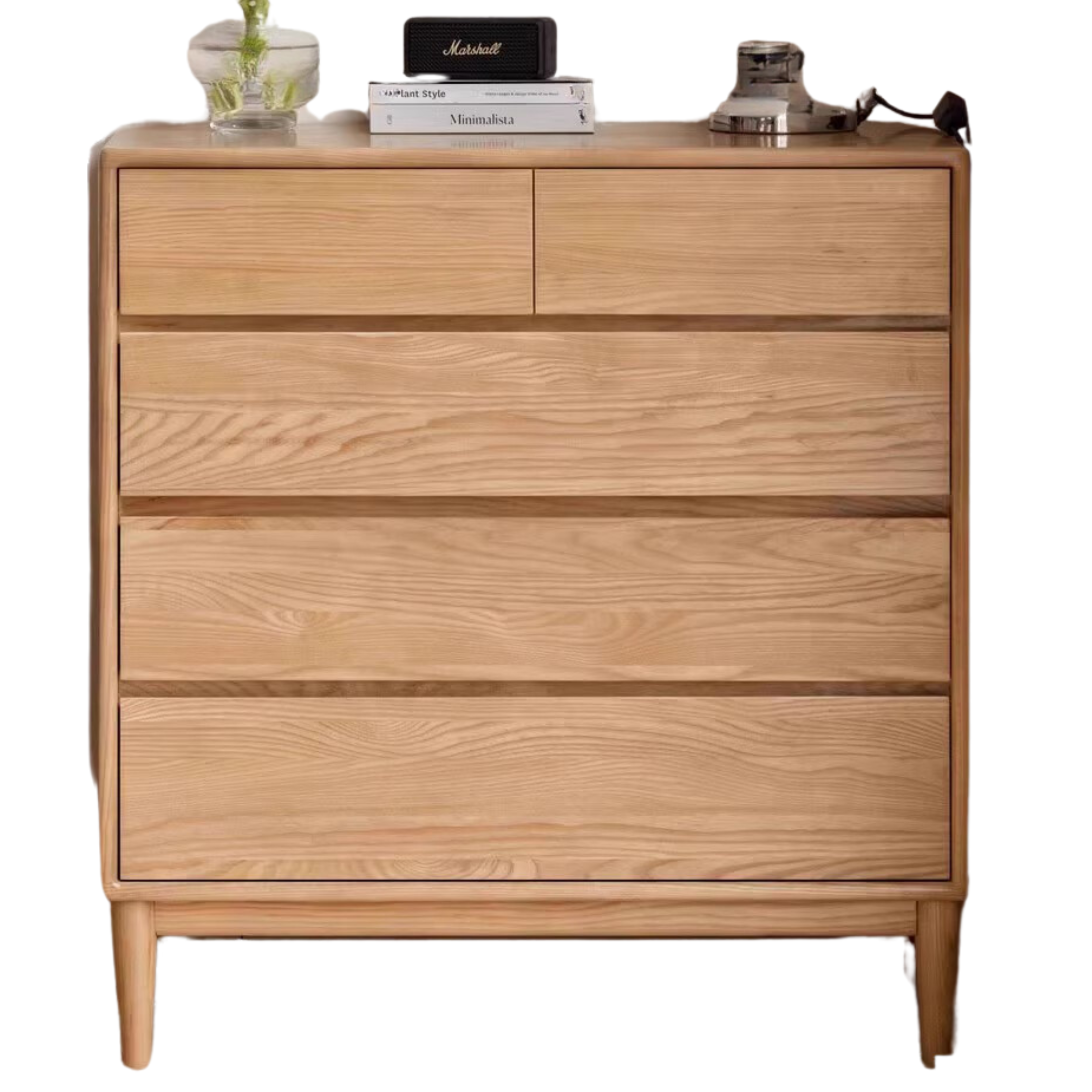 Ash Solid Wood Storage Drawer Cabinet)
