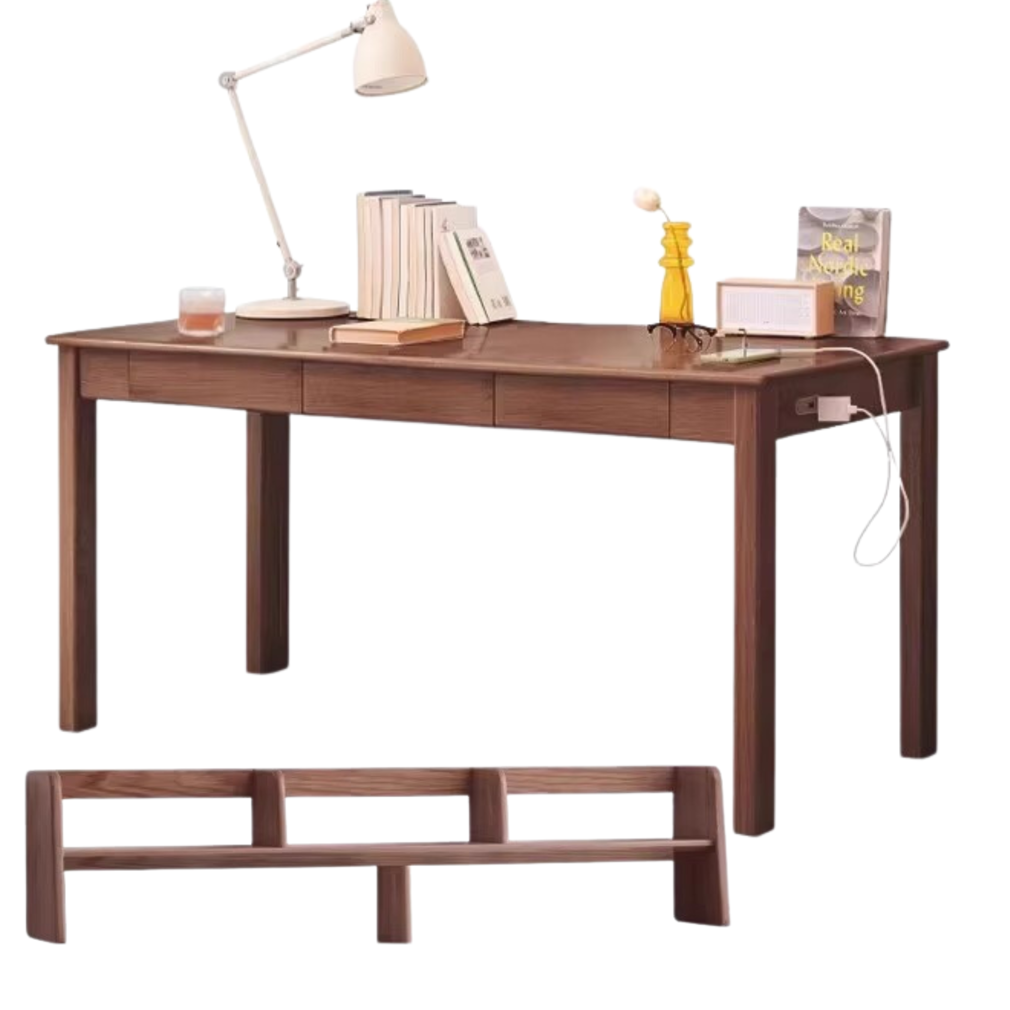 Oak, Ash Solid Wood USB Office Desk