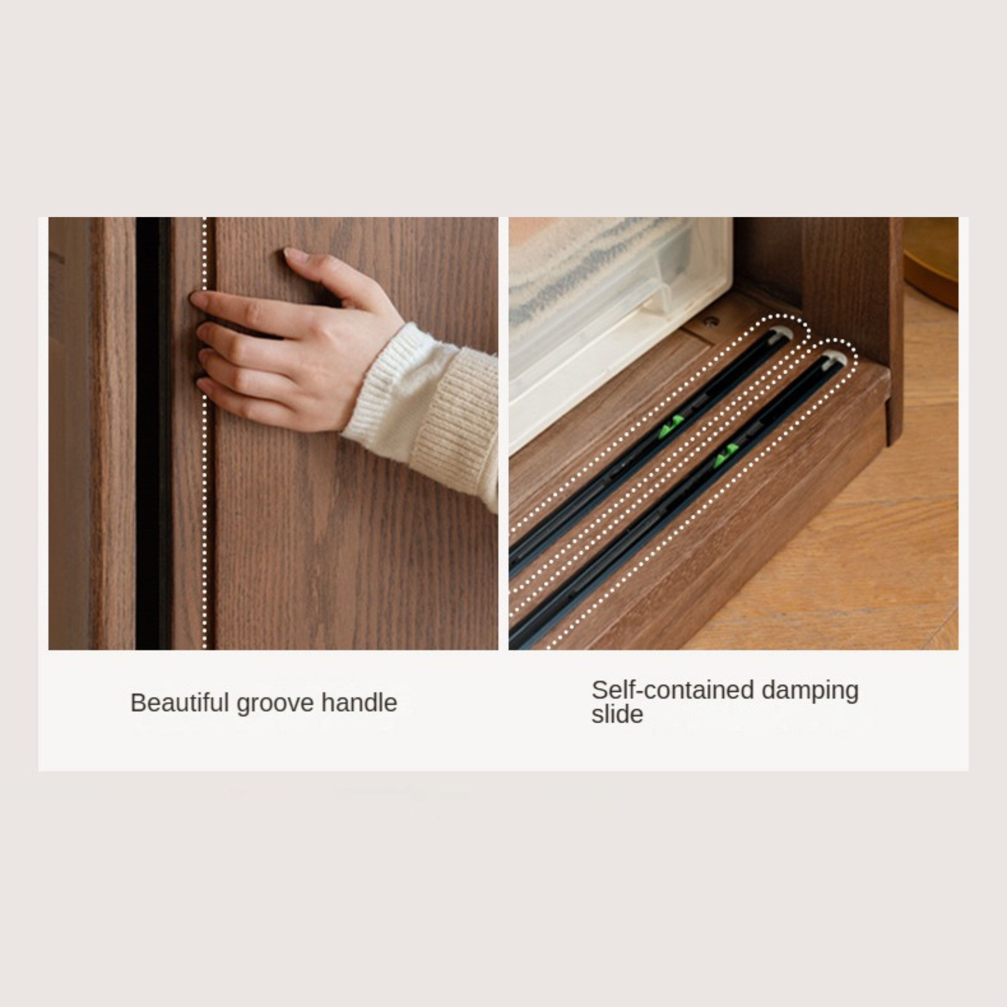 Oak Solid Wood Sliding Door Modern Wardrobe