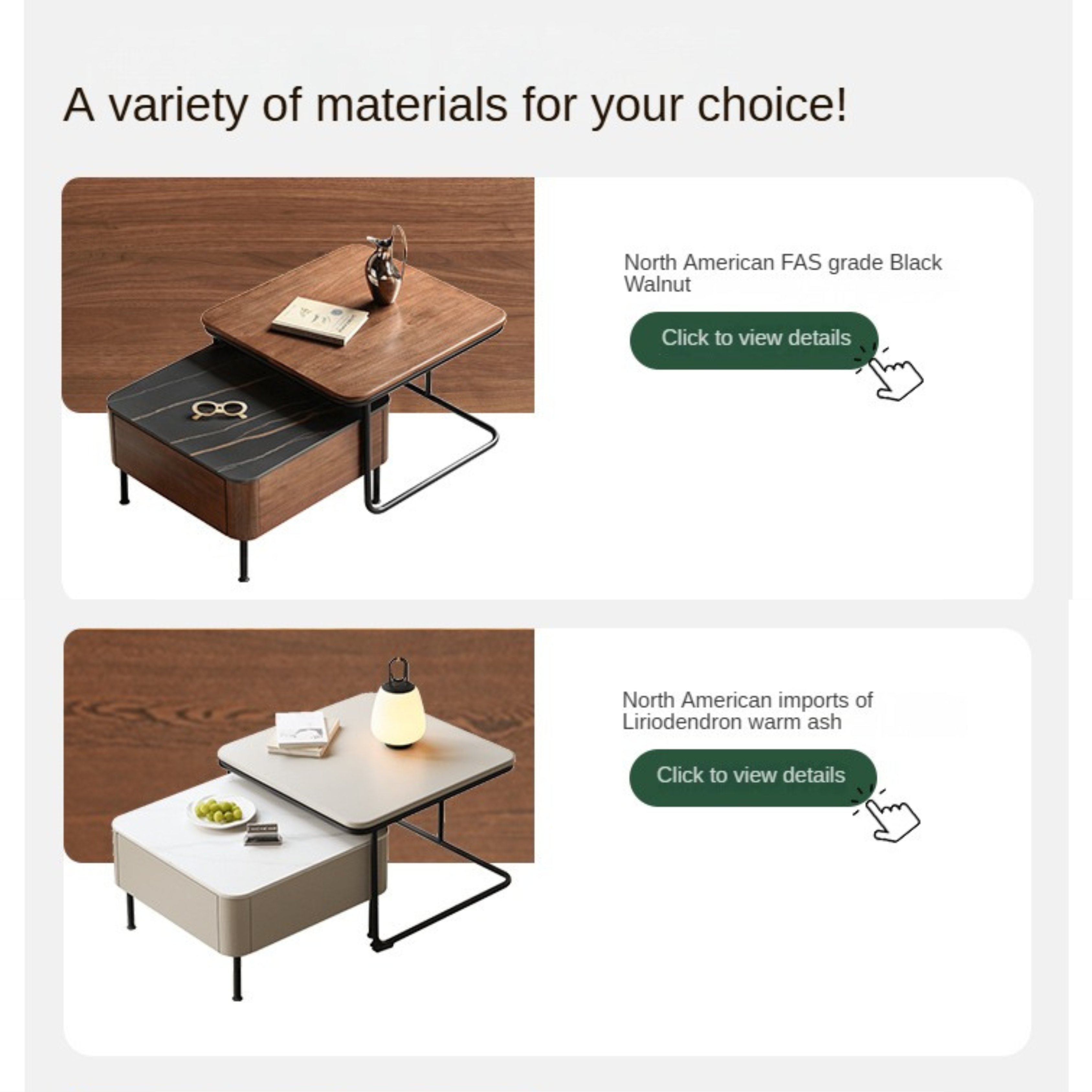 Poplar Solid Wood Rock Board Coffee Table Luxury