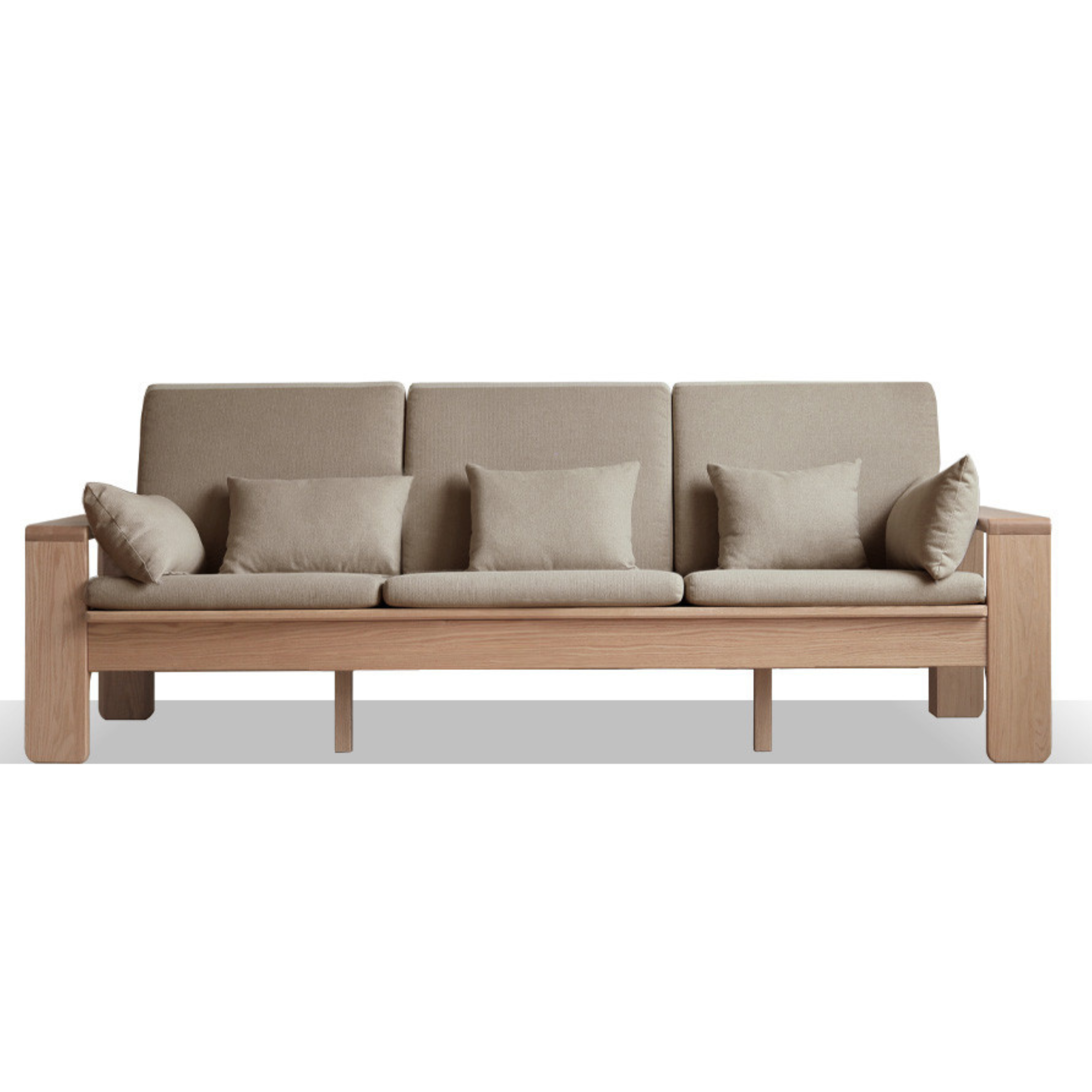 Oak Solid Wood Modern Nordic Fabric Sofa.