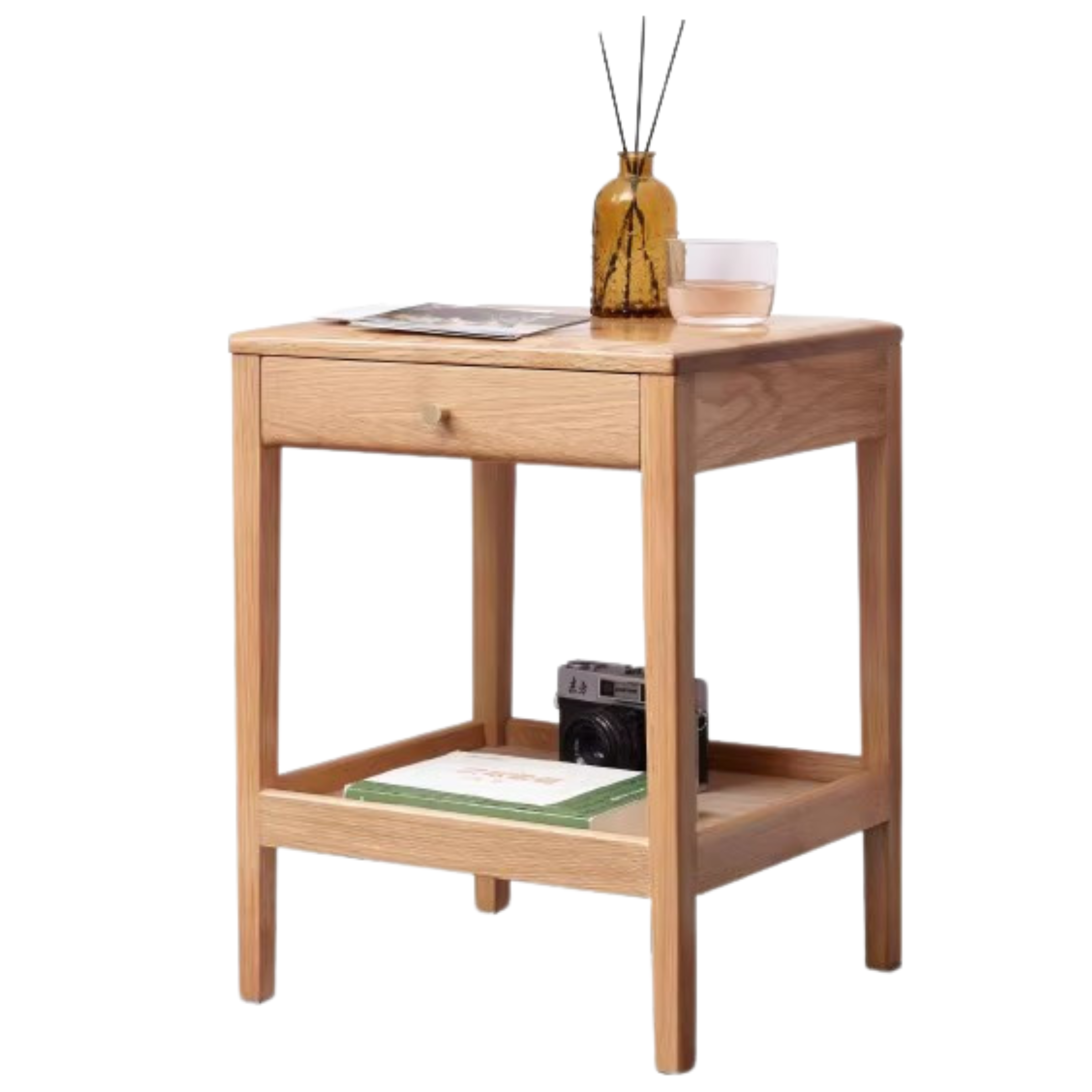 Oak, Black Walnut, Solid RubberWood Nightstand, Side Table.