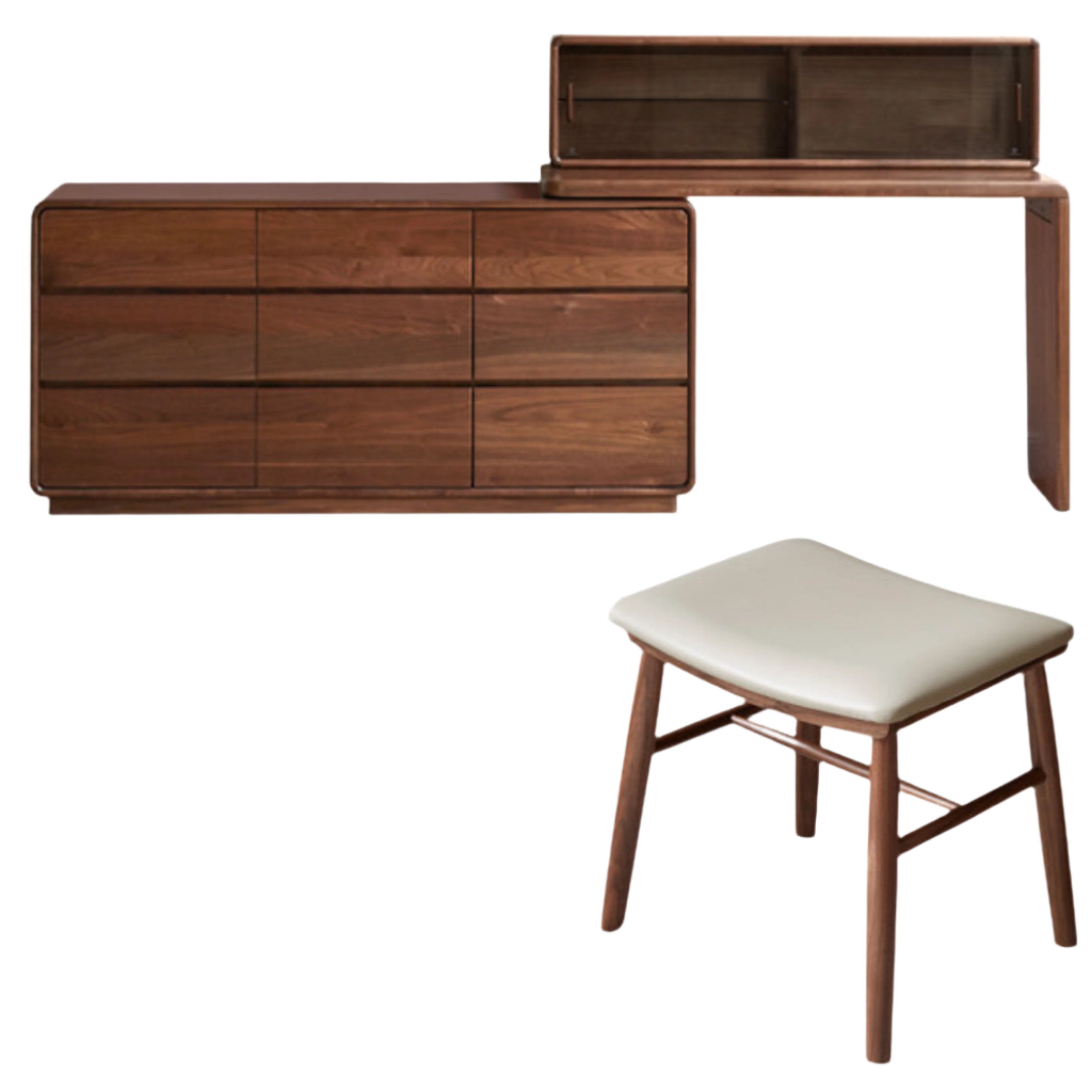 Black Walnut, Golden Sandalwood Telescopic Vanity Table.