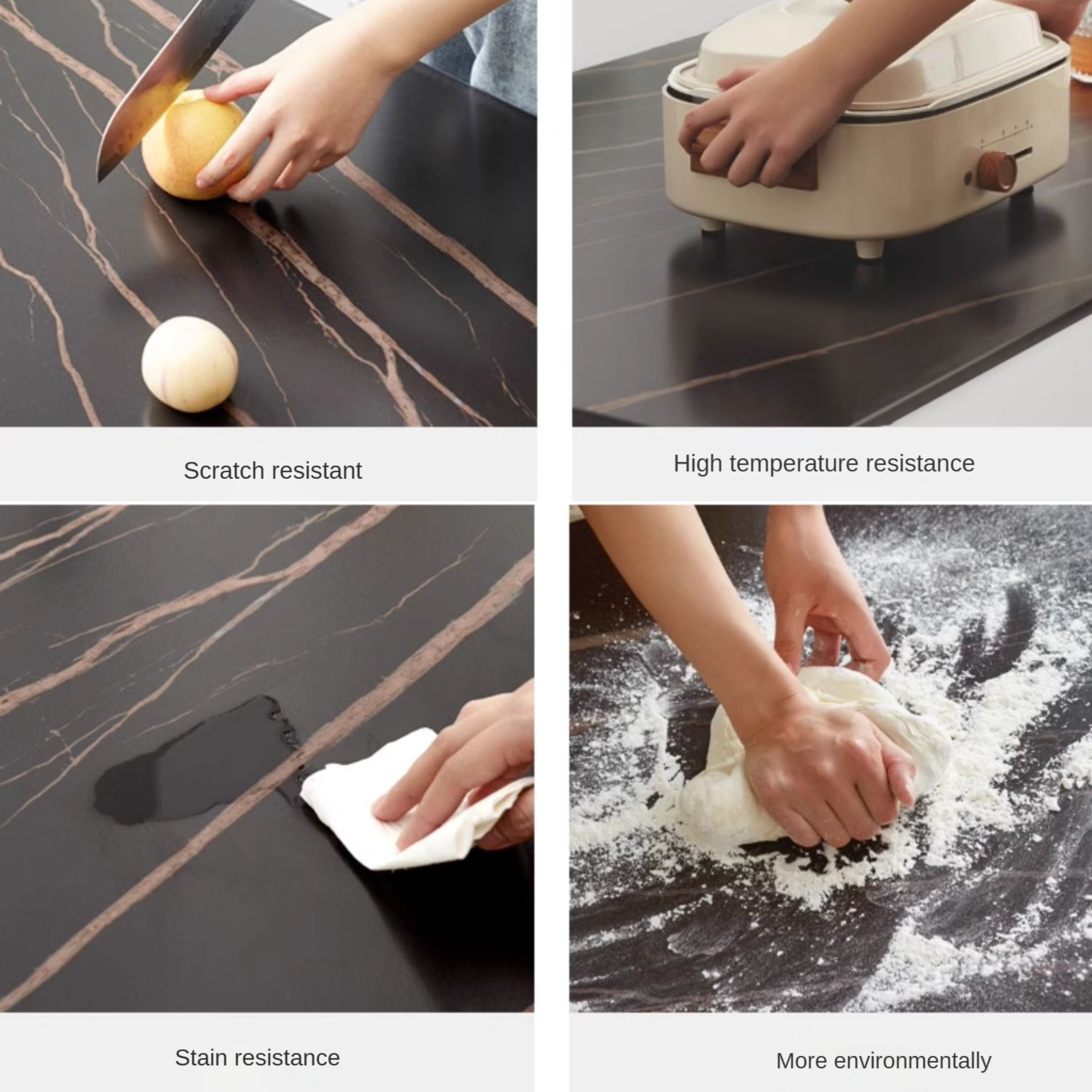 Ash, Black Walnut, Sandalwood Solid Wood Rock Plate Nordic Dining Table