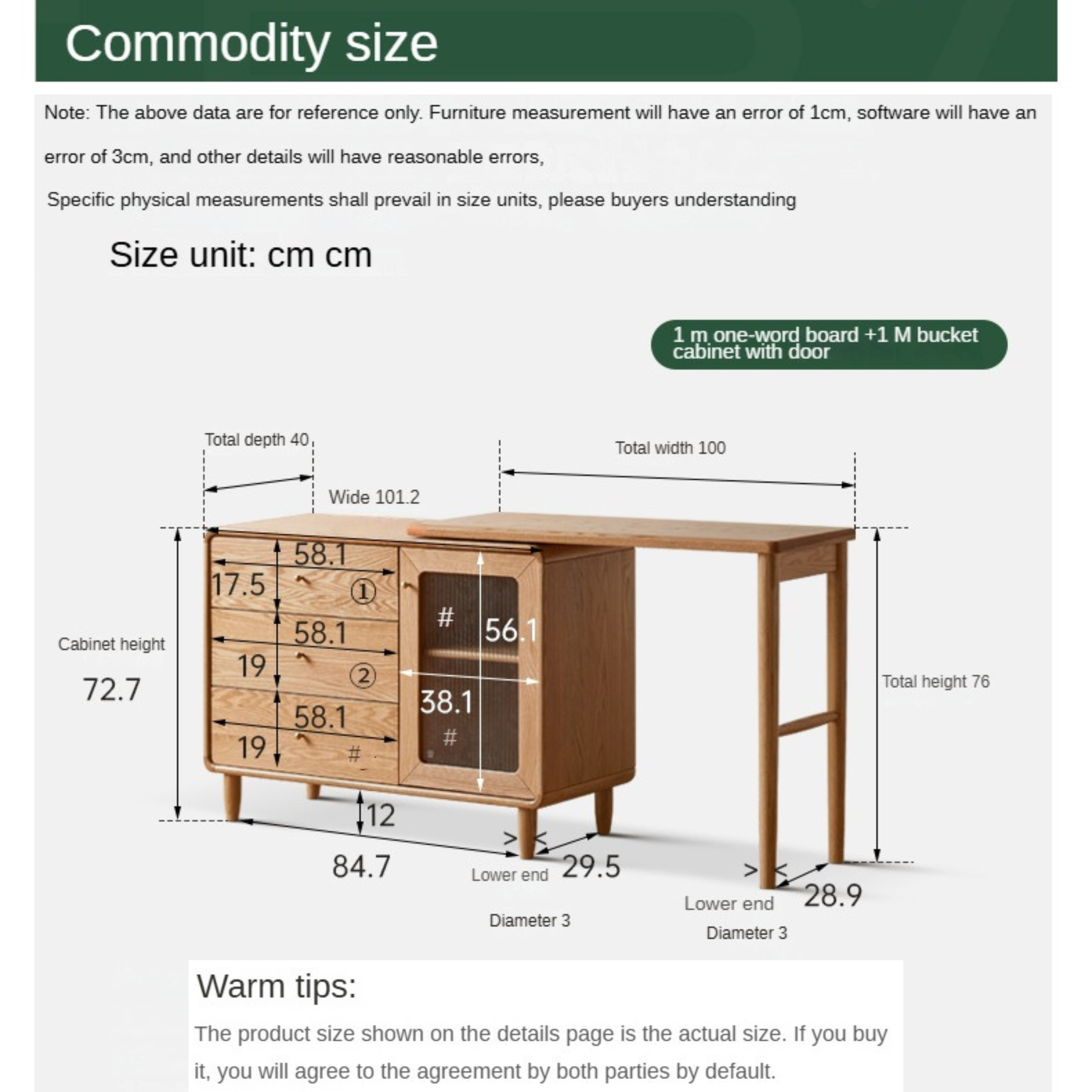 Oak Solid Wood Retractable Dressing Table.