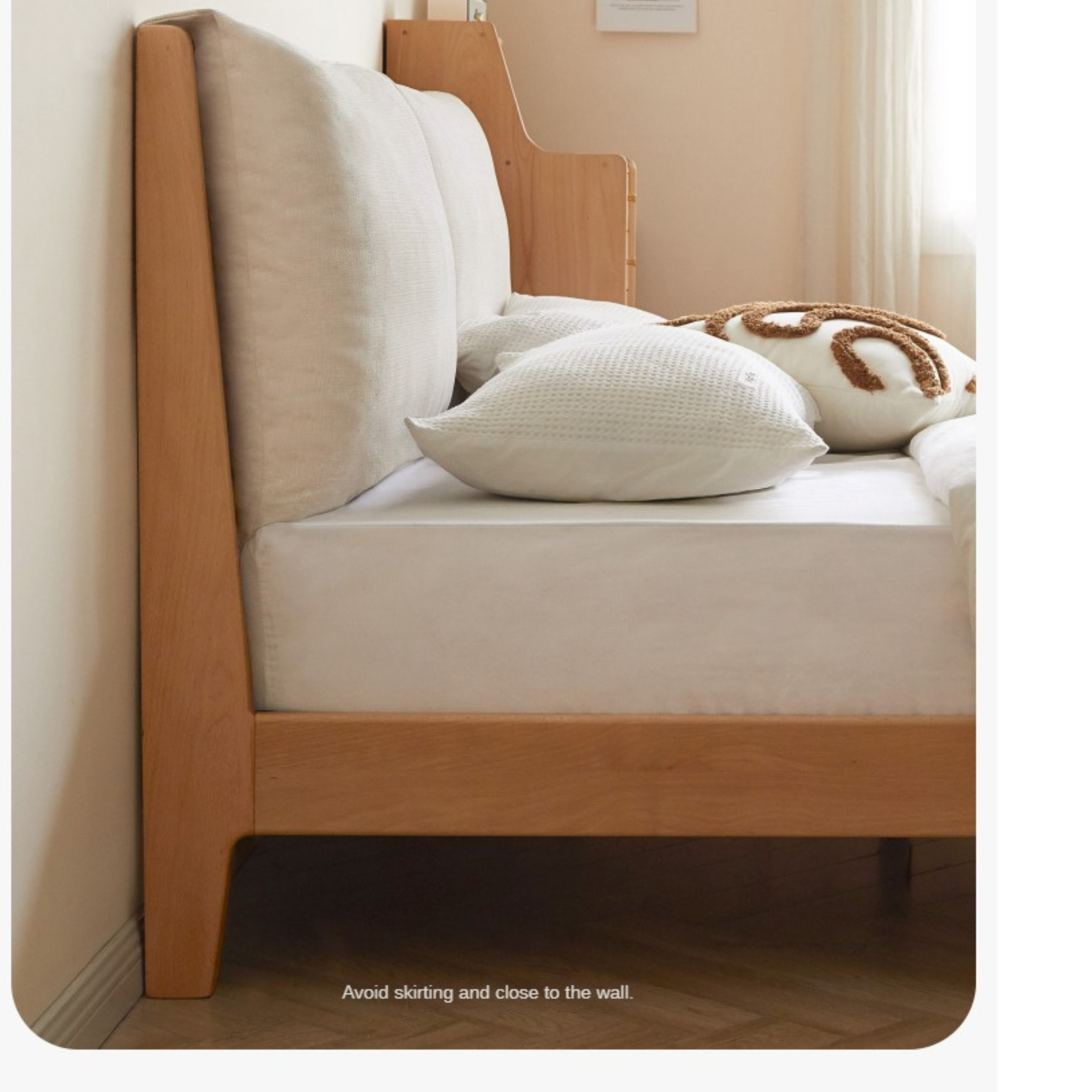 European Beech solid wood soft back fabric bed