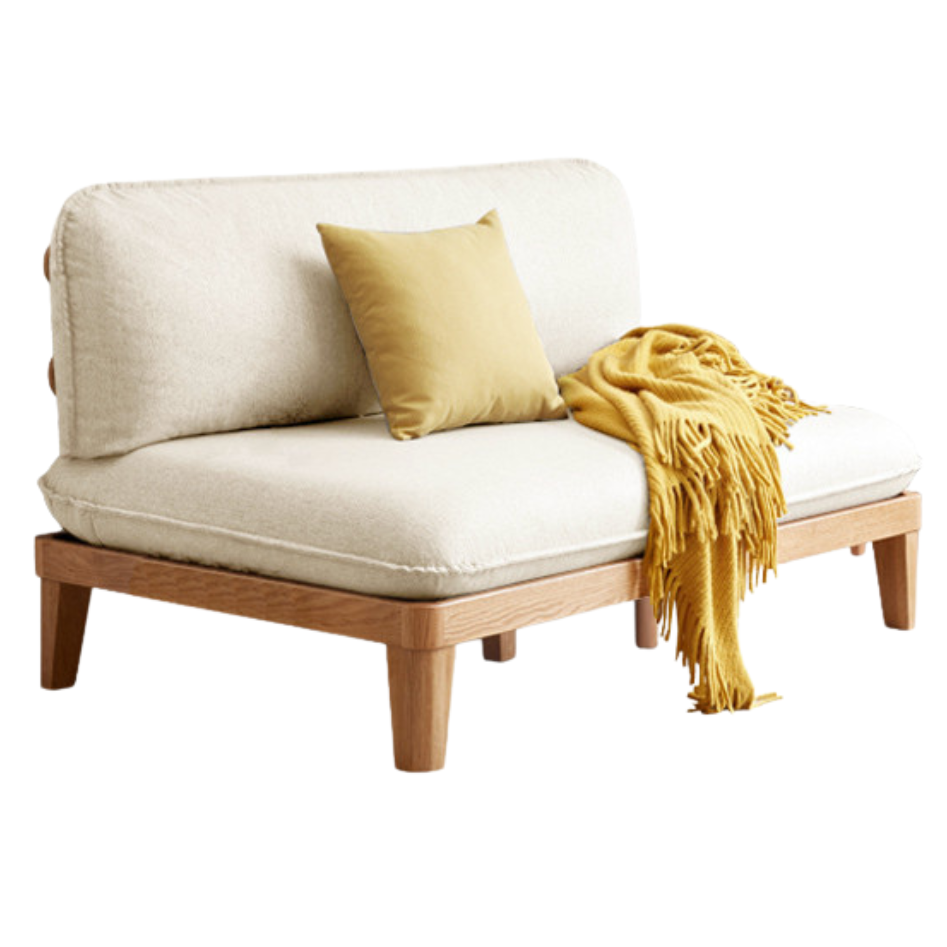 Oak Solid Wood Fabric Sofa.