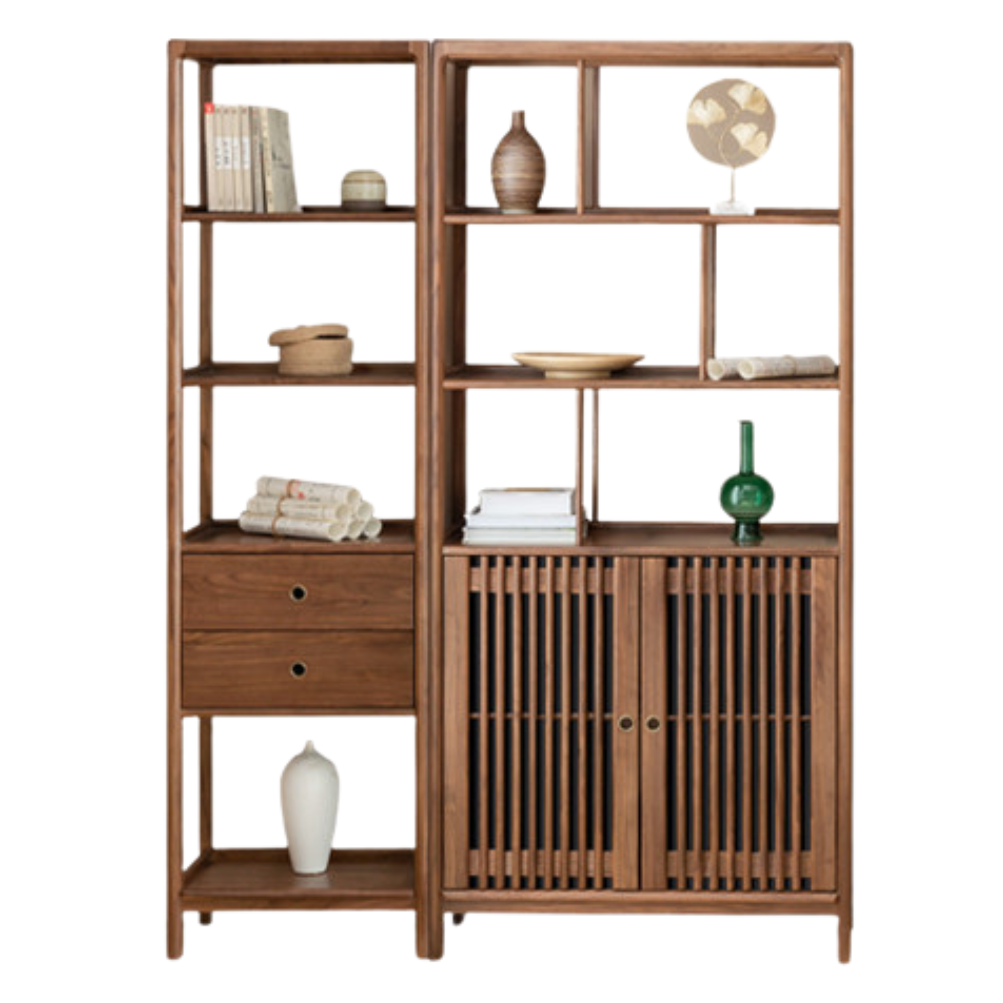 Black Walnut, Ash Solid Wood Bookshelf Combined Bookcase Display Cabinet Wall Shelf