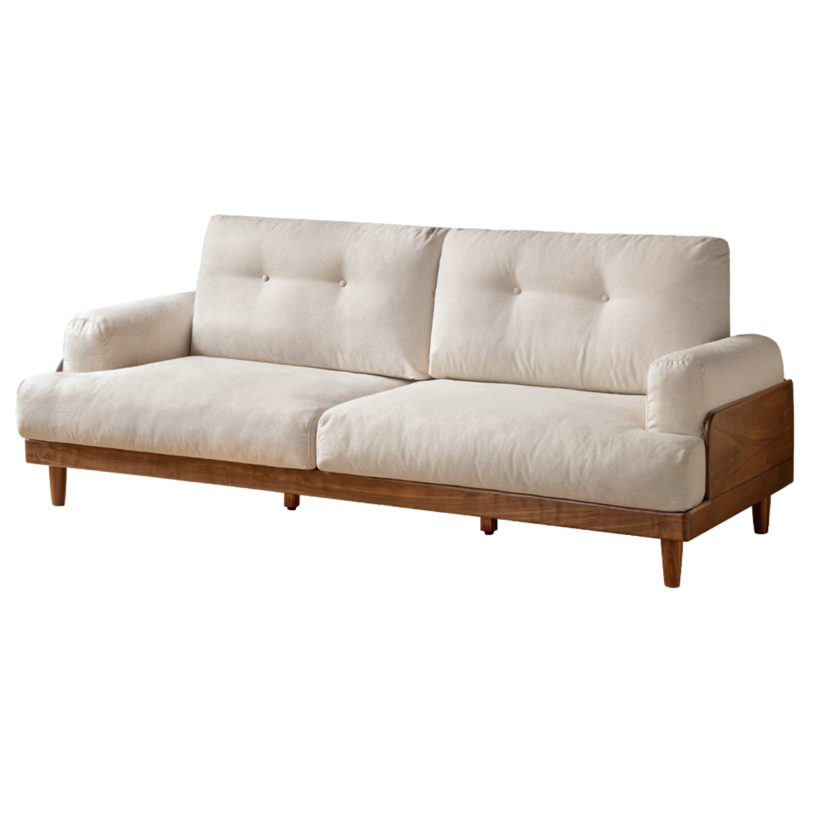Black Walnut Solid Wood Leather, Fabric Sofa Modern