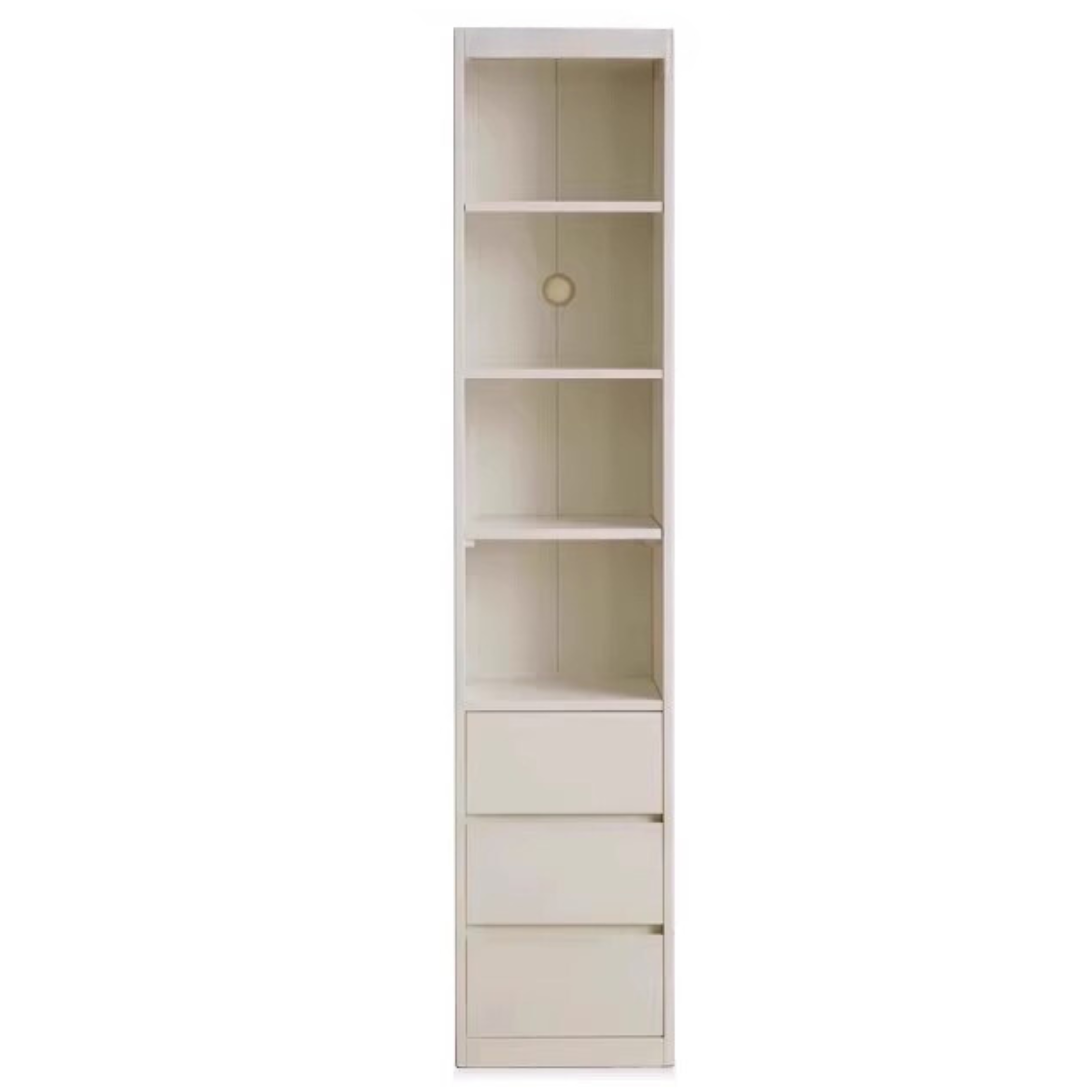 Poplar Solid Wood Combination Bookshelf Wall-To-Ceiling Bookcase Glass Door Display Cabinet Cream Style<