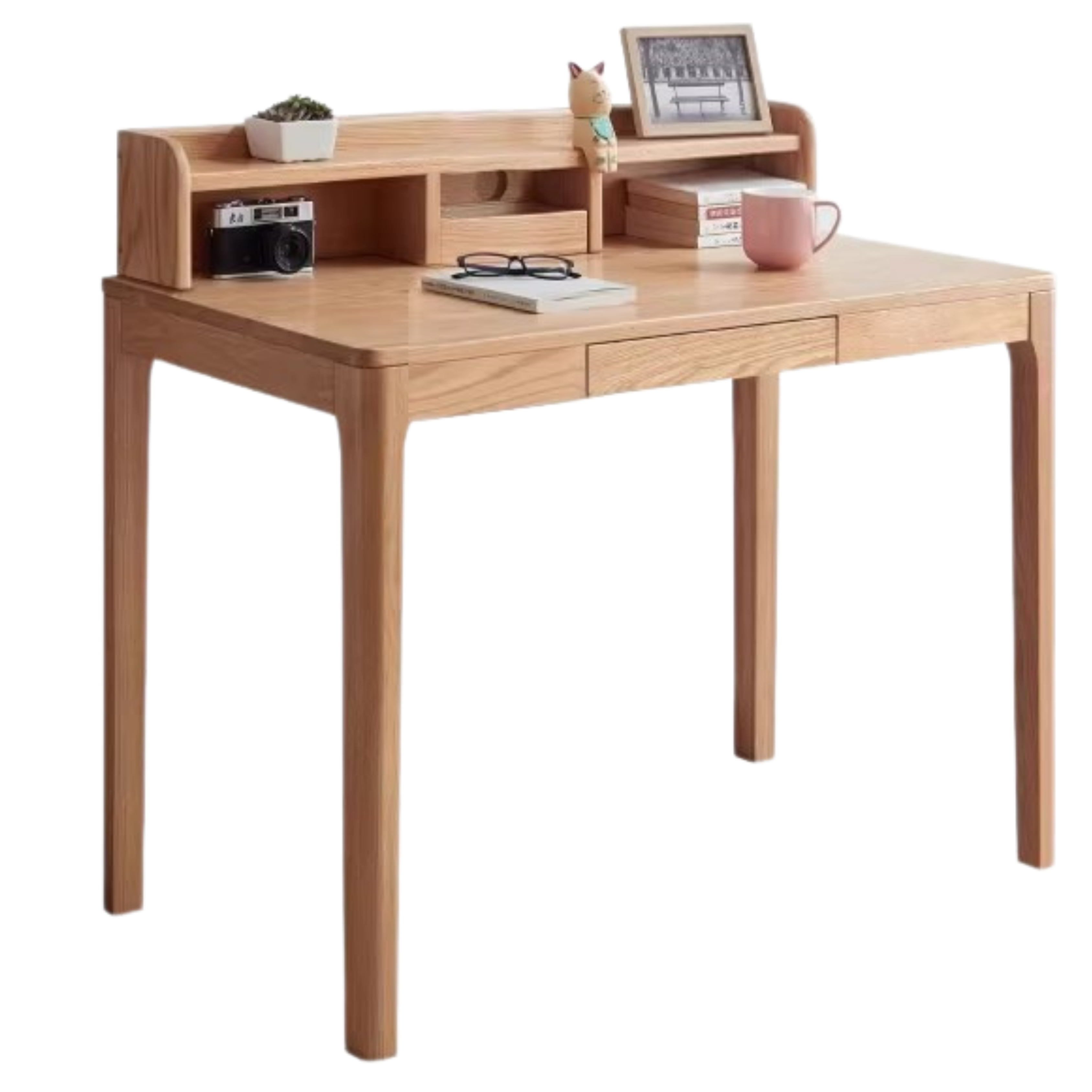 Oak, Beech Solid Wood Shelves Office Desk