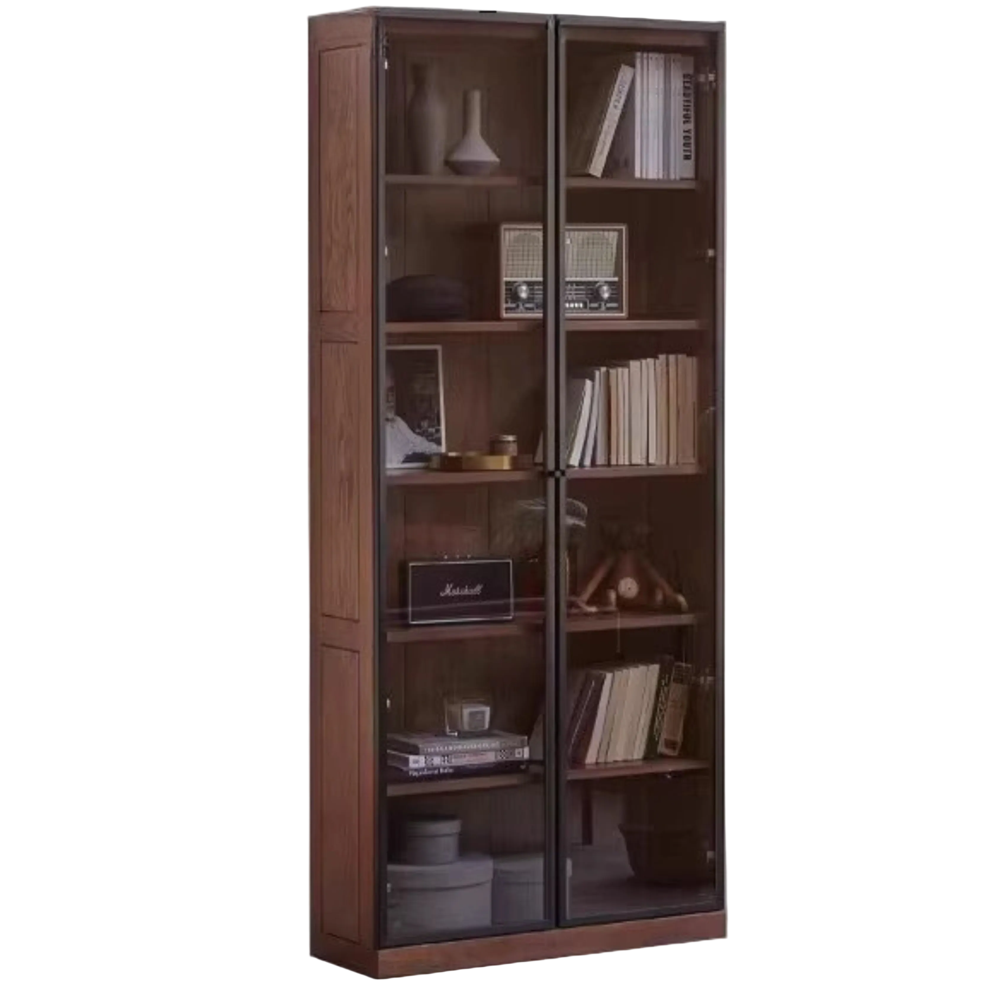 Oak, Solid Rubberwood Modern Bookcase Storage