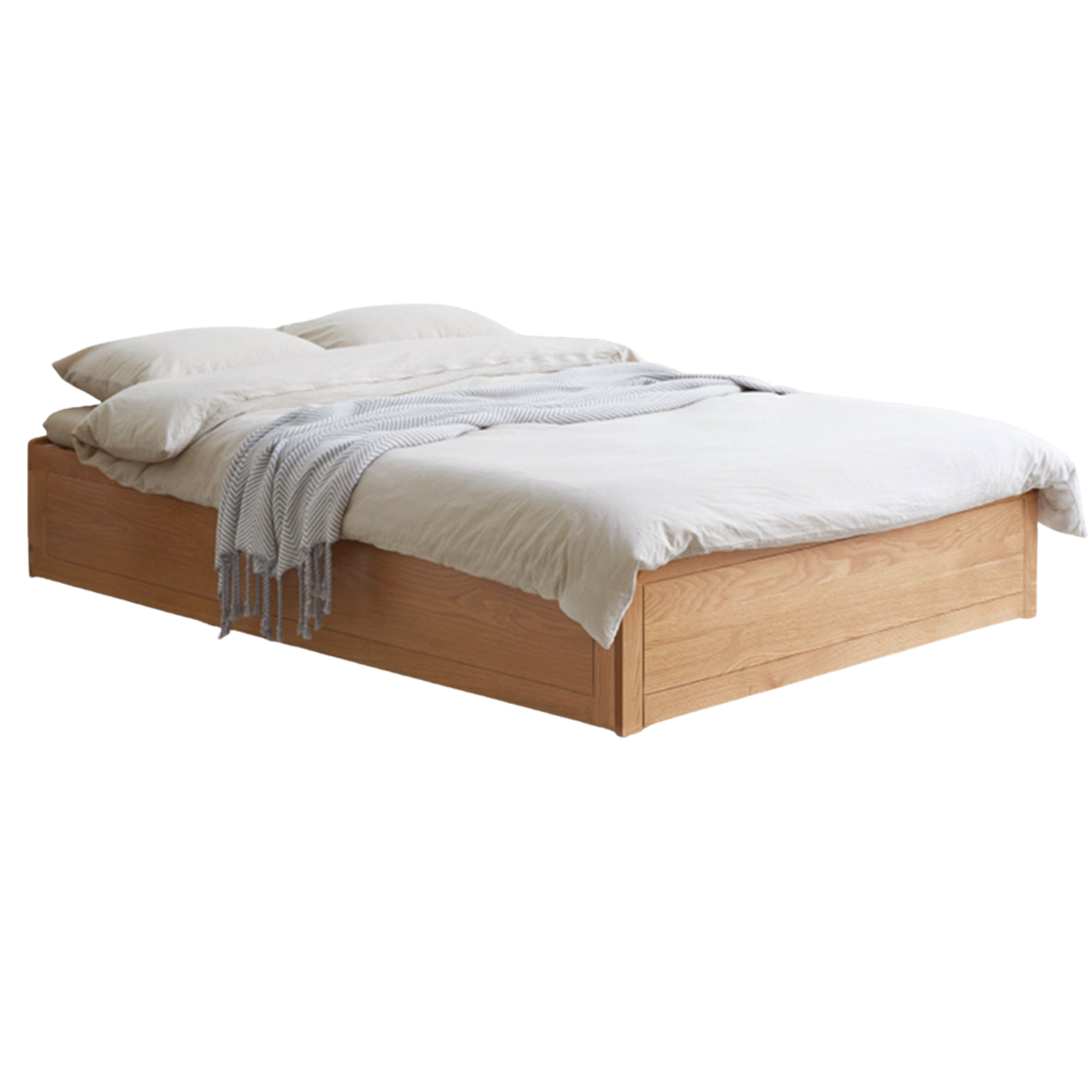 Oak solid wood platform bed, headboard-free Box bed