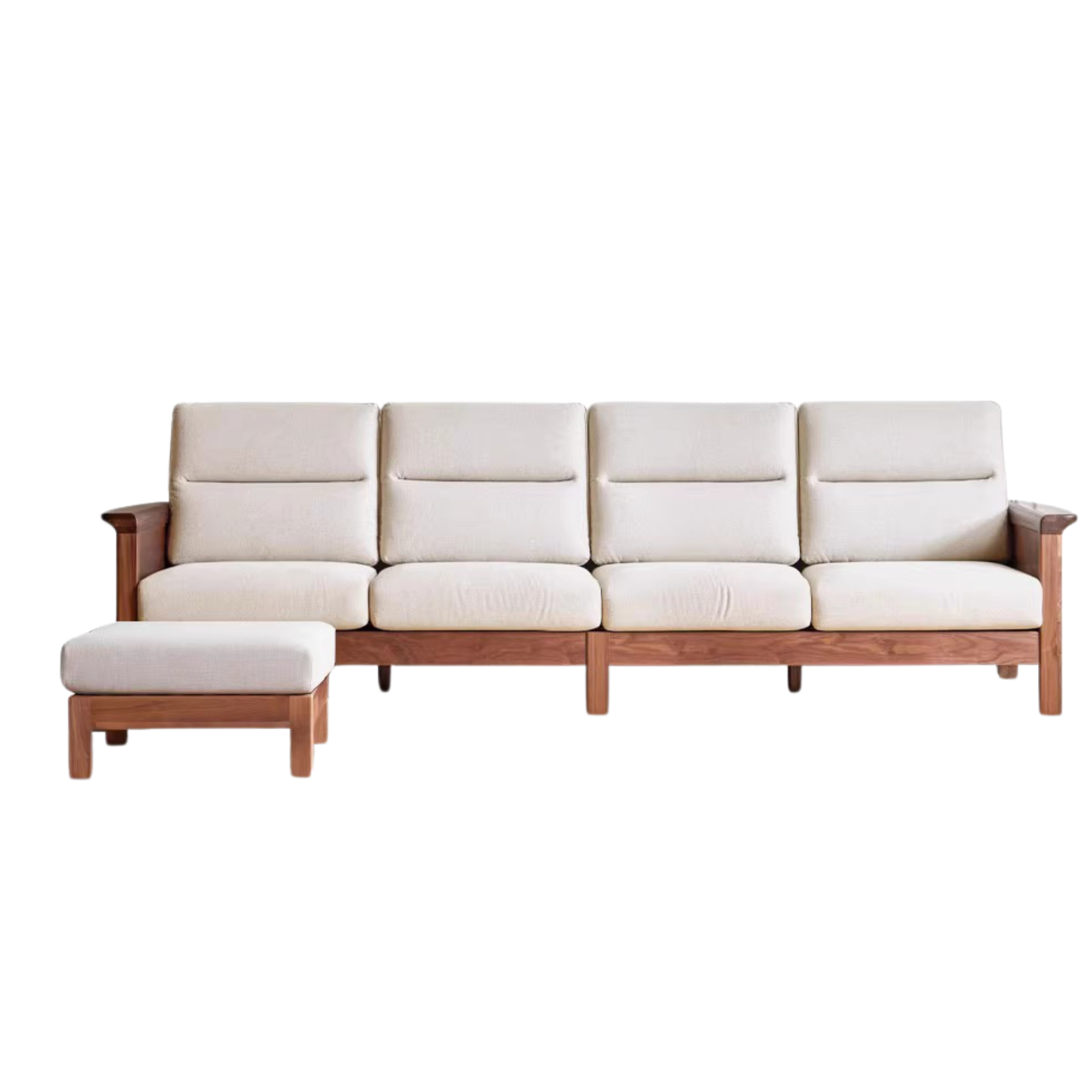 Sandalwood, Black Walnut Solid Wood Fabric Sofa.