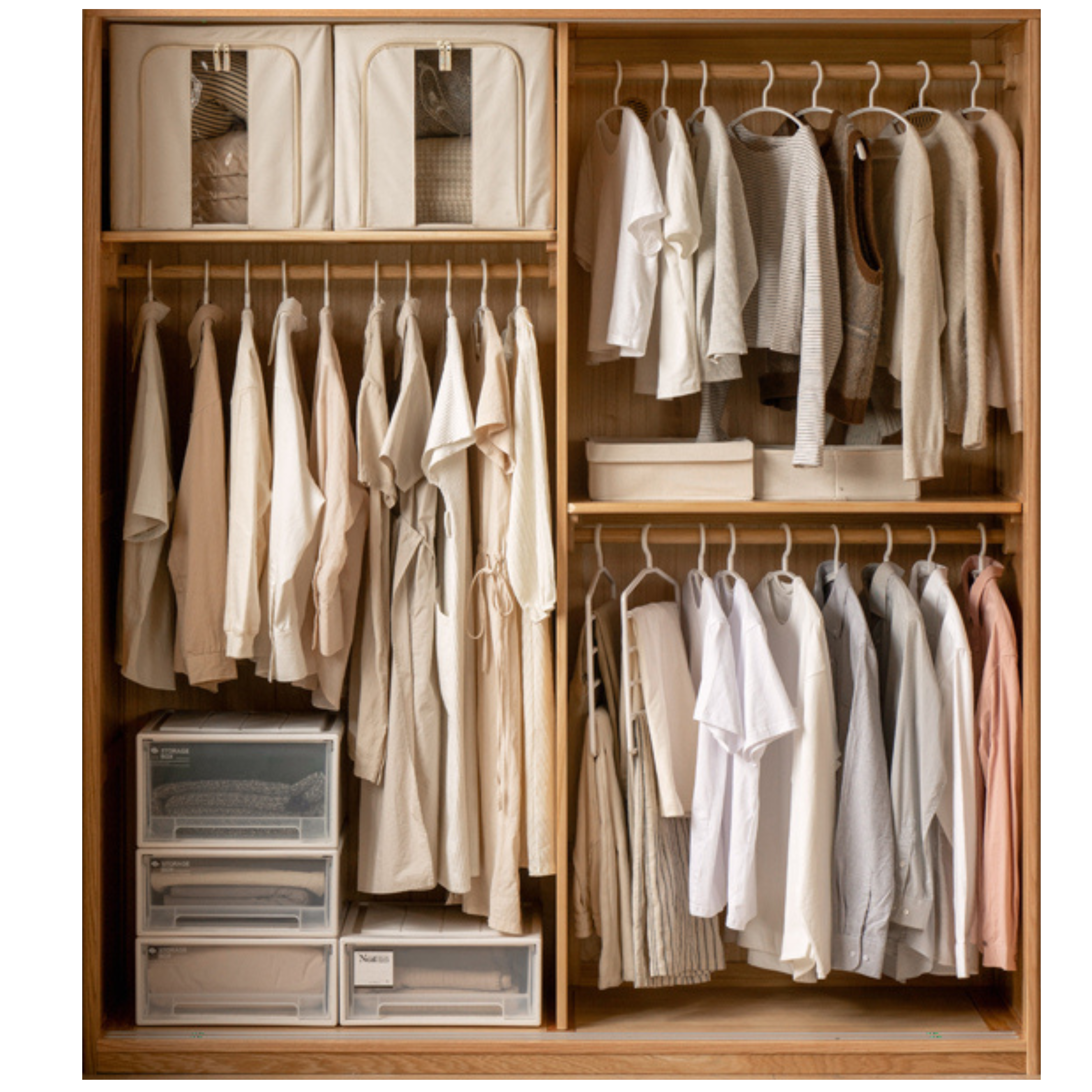 Oak Solid Wood Sliding Door Wardrobe.