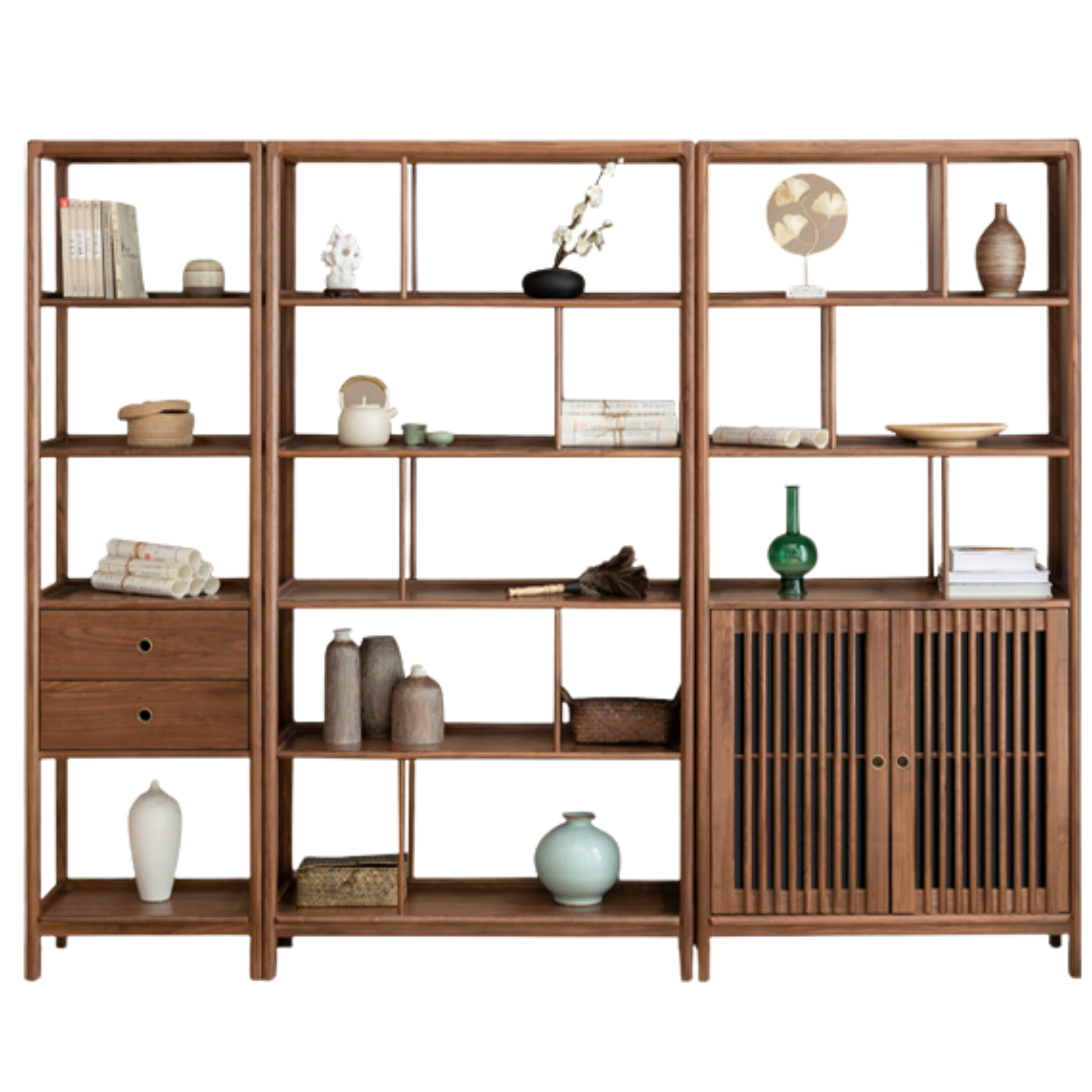 Ash Solid Wood Bookshelf Combined Bookcase Display Cabinet Wall Shelf