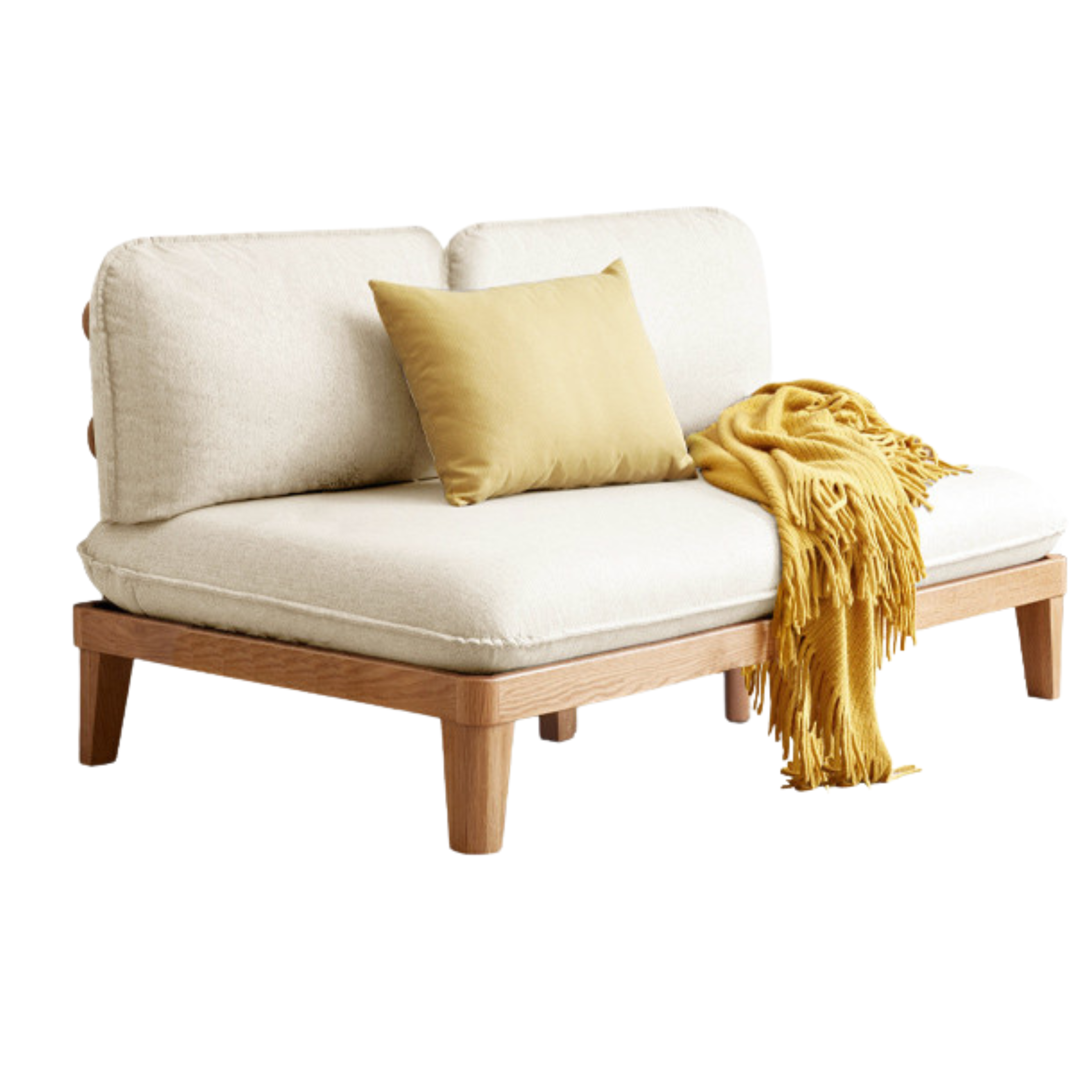 Oak Solid Wood Fabric Sofa.