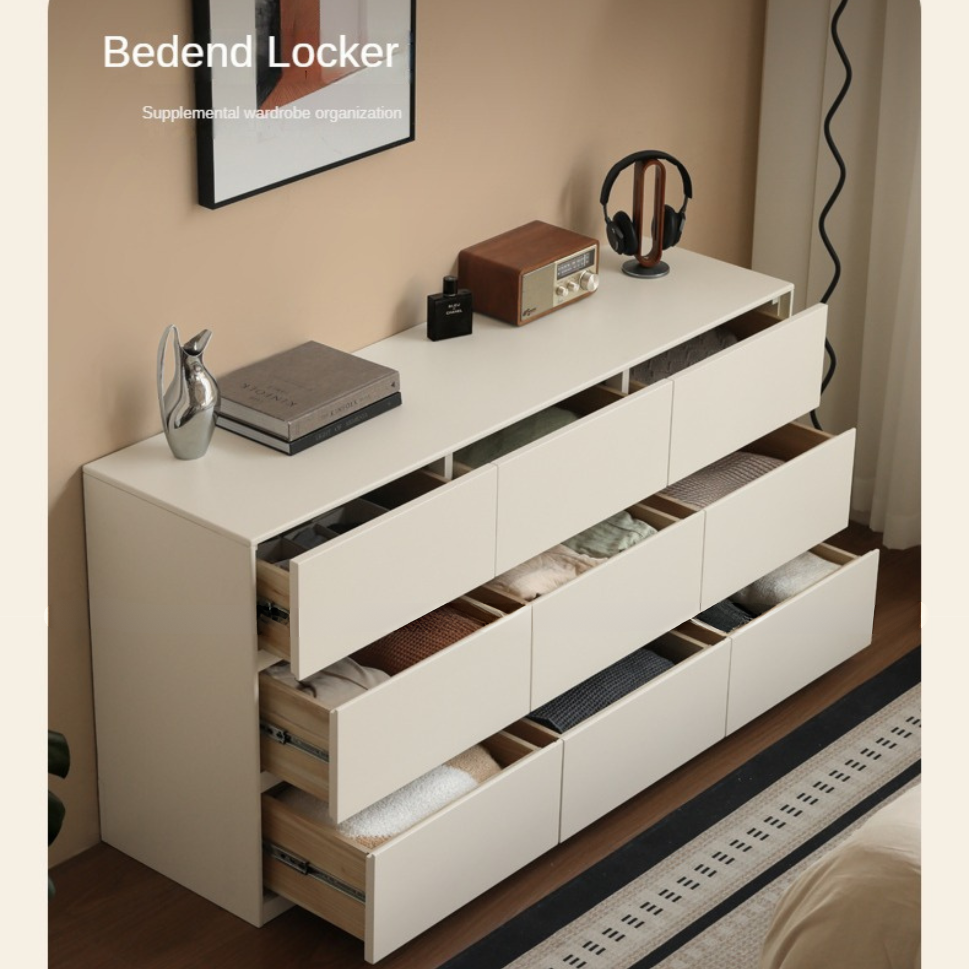 Solid Rubberwood Cream Style Chest of Drawers