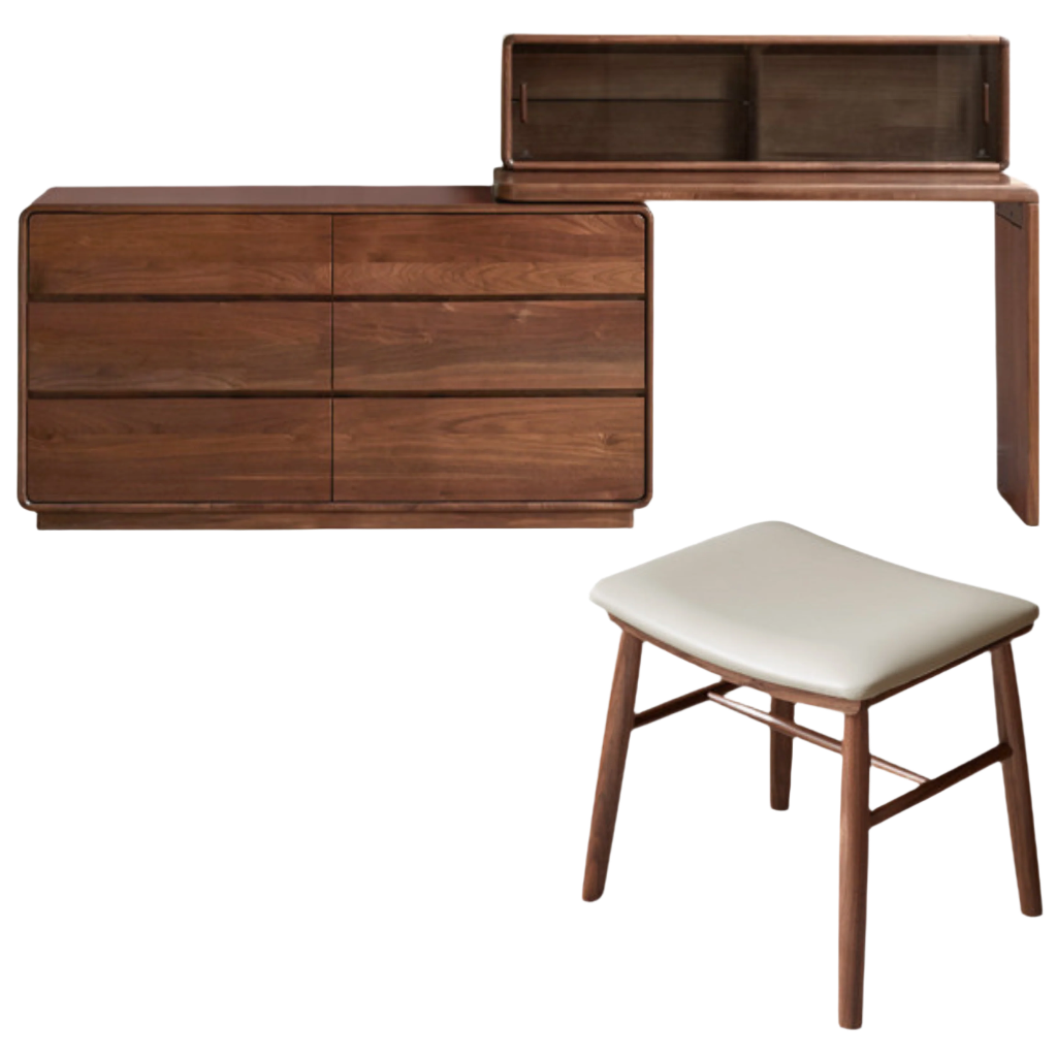 Black Walnut, Golden Sandalwood Telescopic Vanity Table.