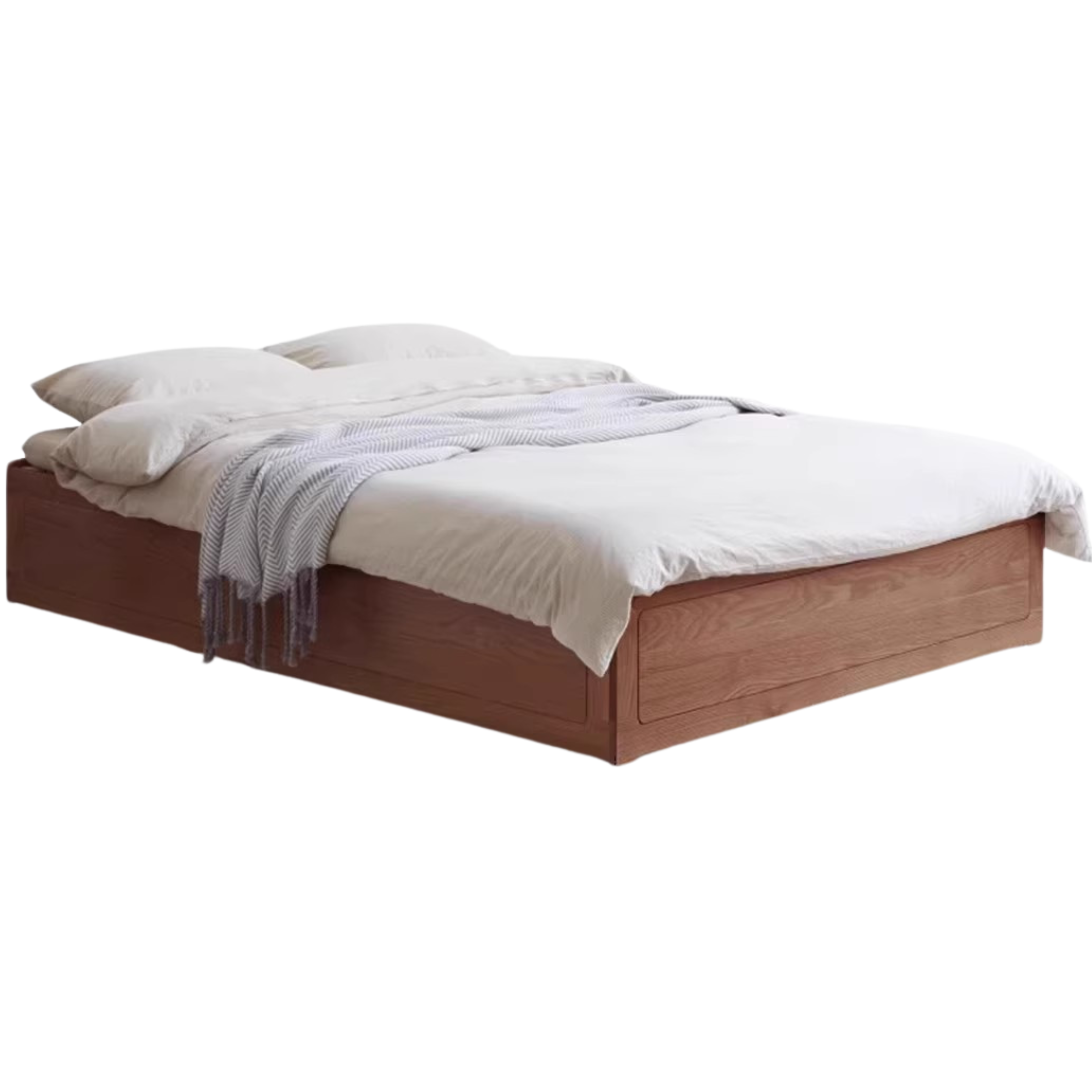Oak solid wood platform bed, headboard-free Box bed