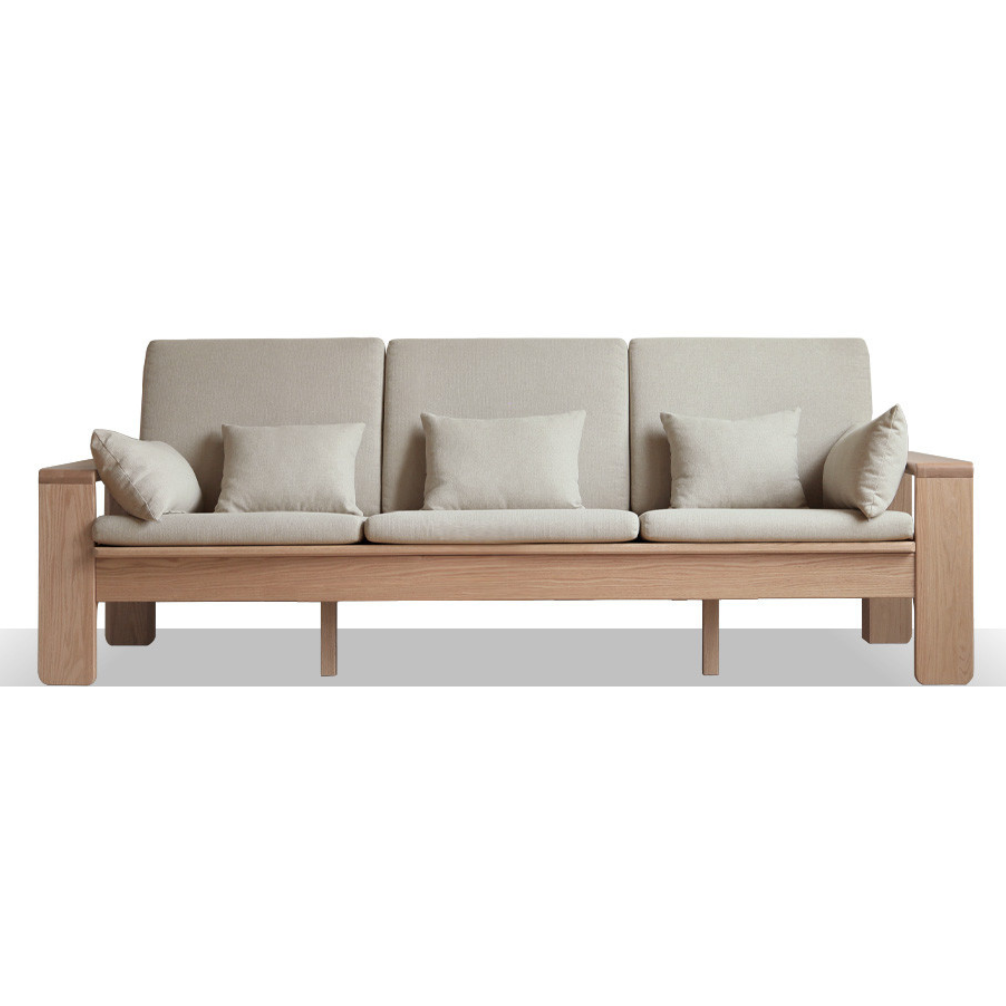 Oak Solid Wood Modern Nordic Fabric Sofa.