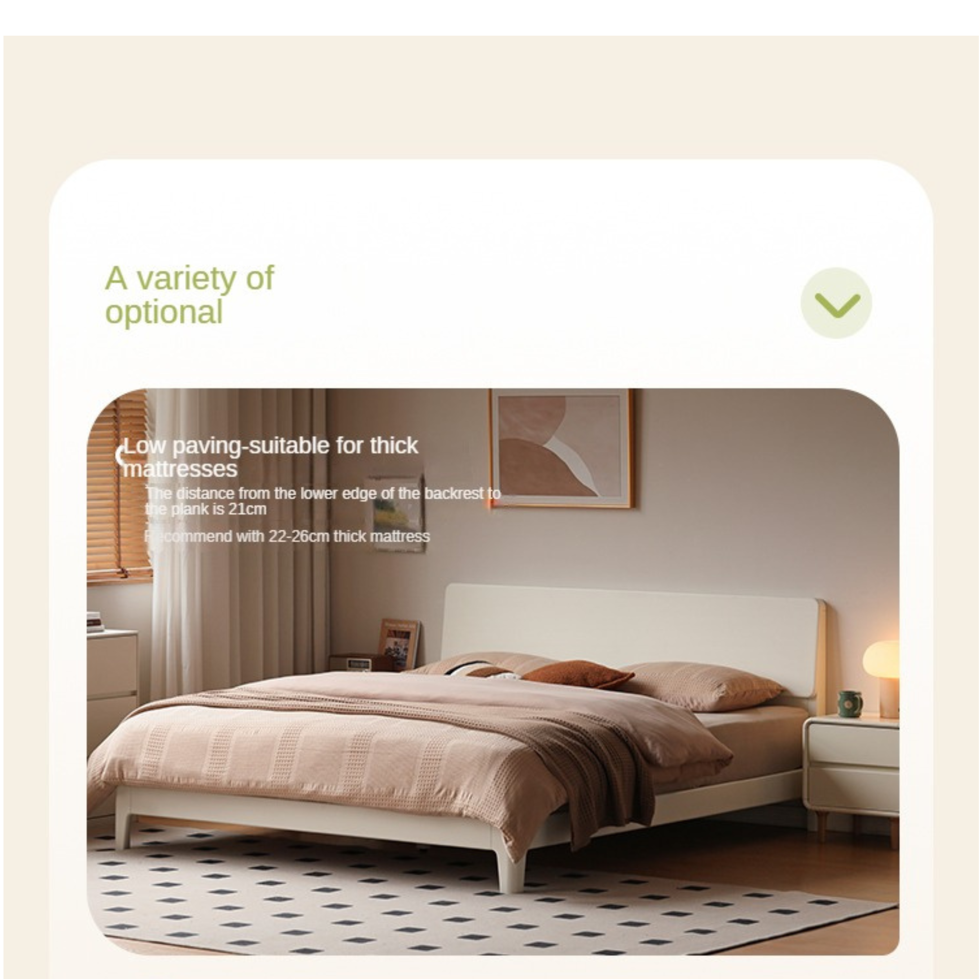 Poplar, Rubberwood Solid Wood Bed Modern Simple Cream Style