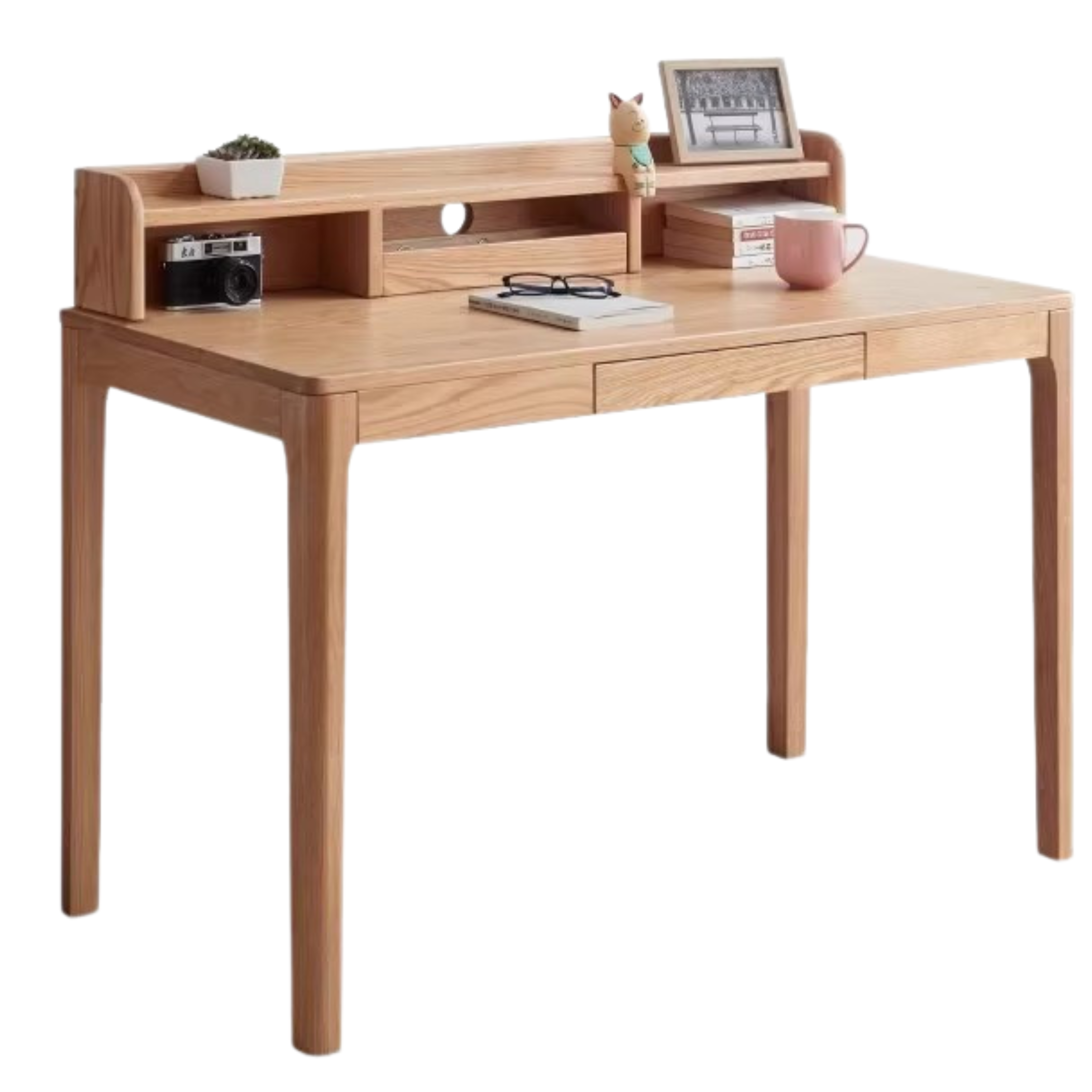 Oak, Beech Solid Wood Shelves Office Desk