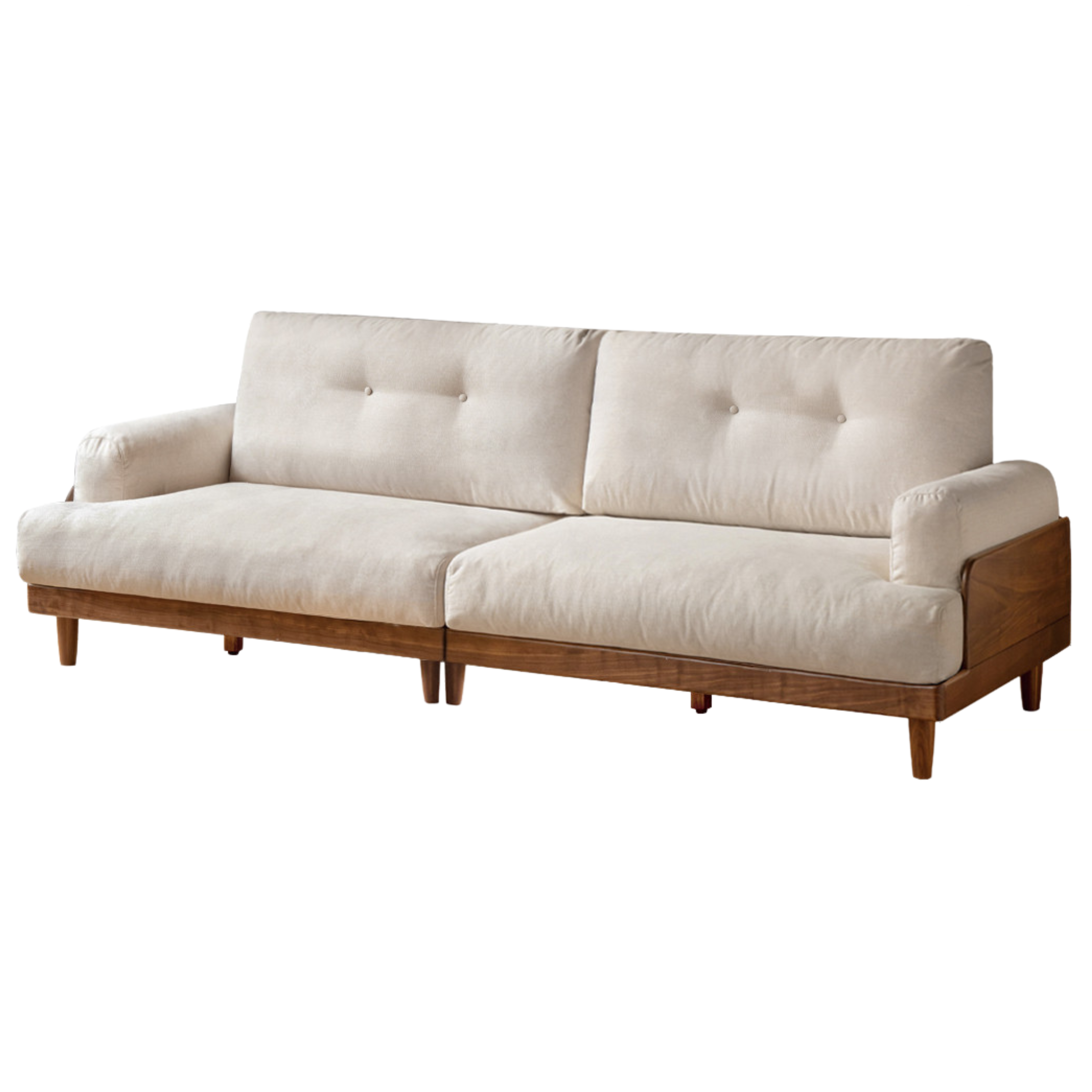 Black Walnut Solid Wood Leather, Fabric Sofa Modern