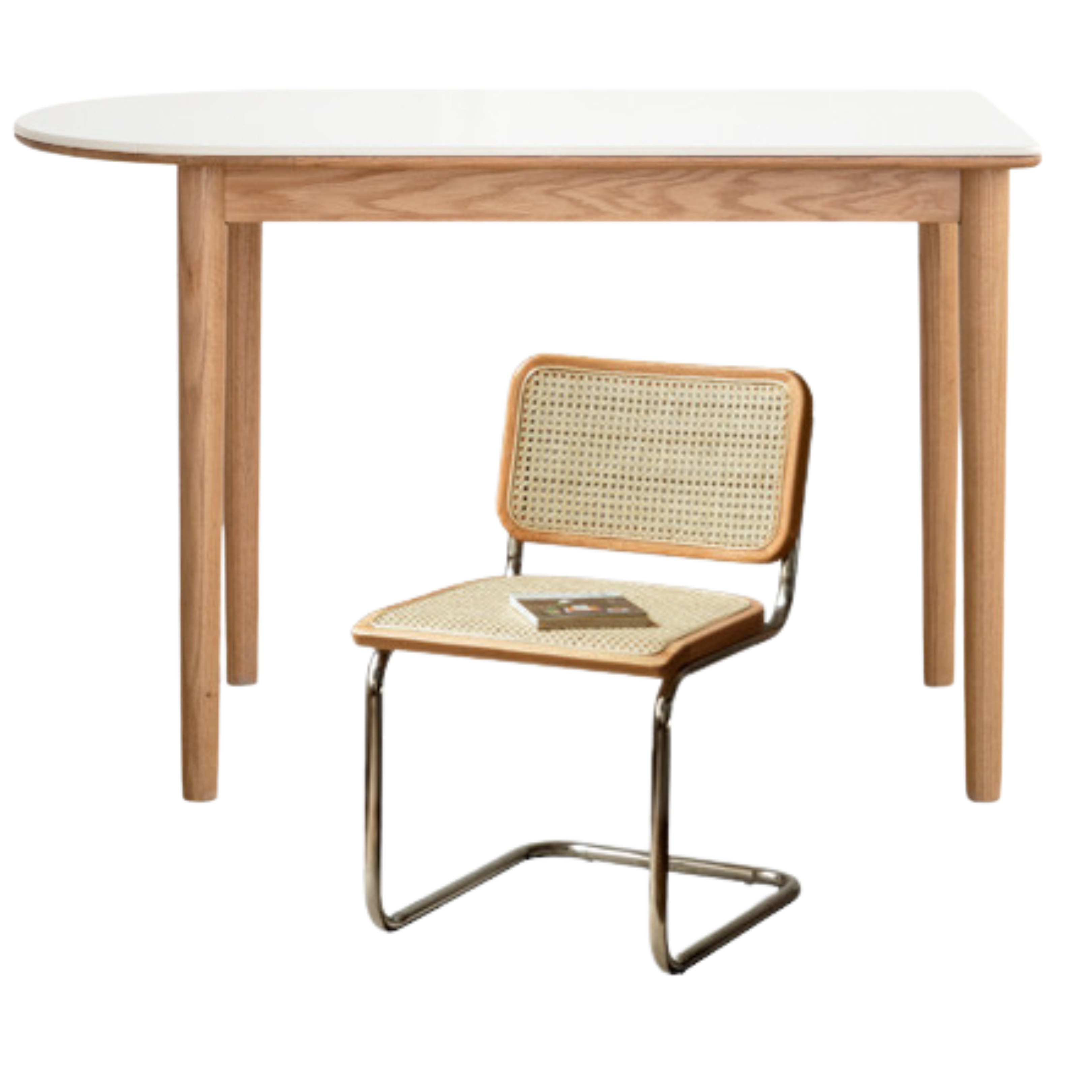 Oak, Beech Solid Wood Rock Slab Semi-Circular Dining Table