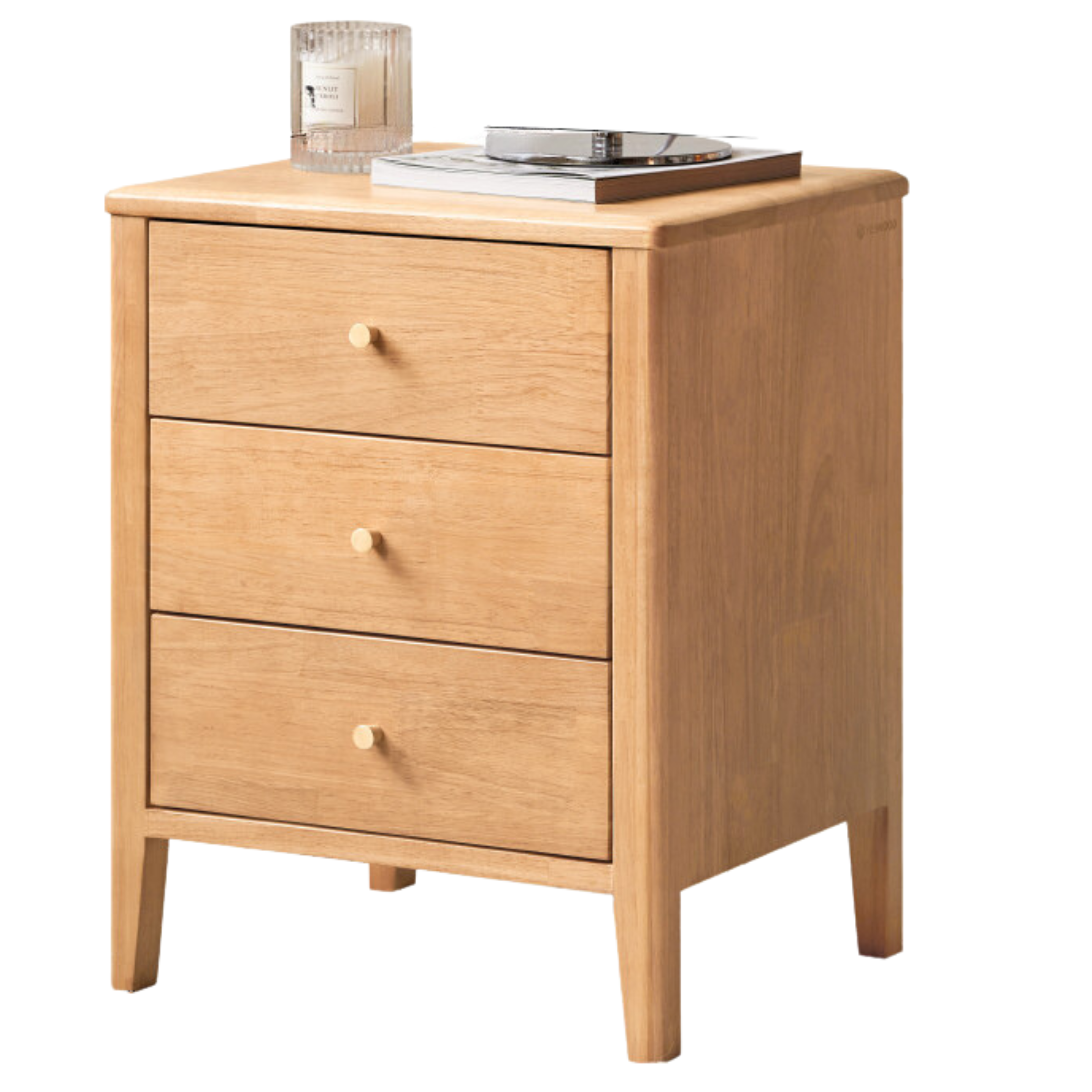 Solid RubberWood, Oak Solid Wood Modern Nightstand)