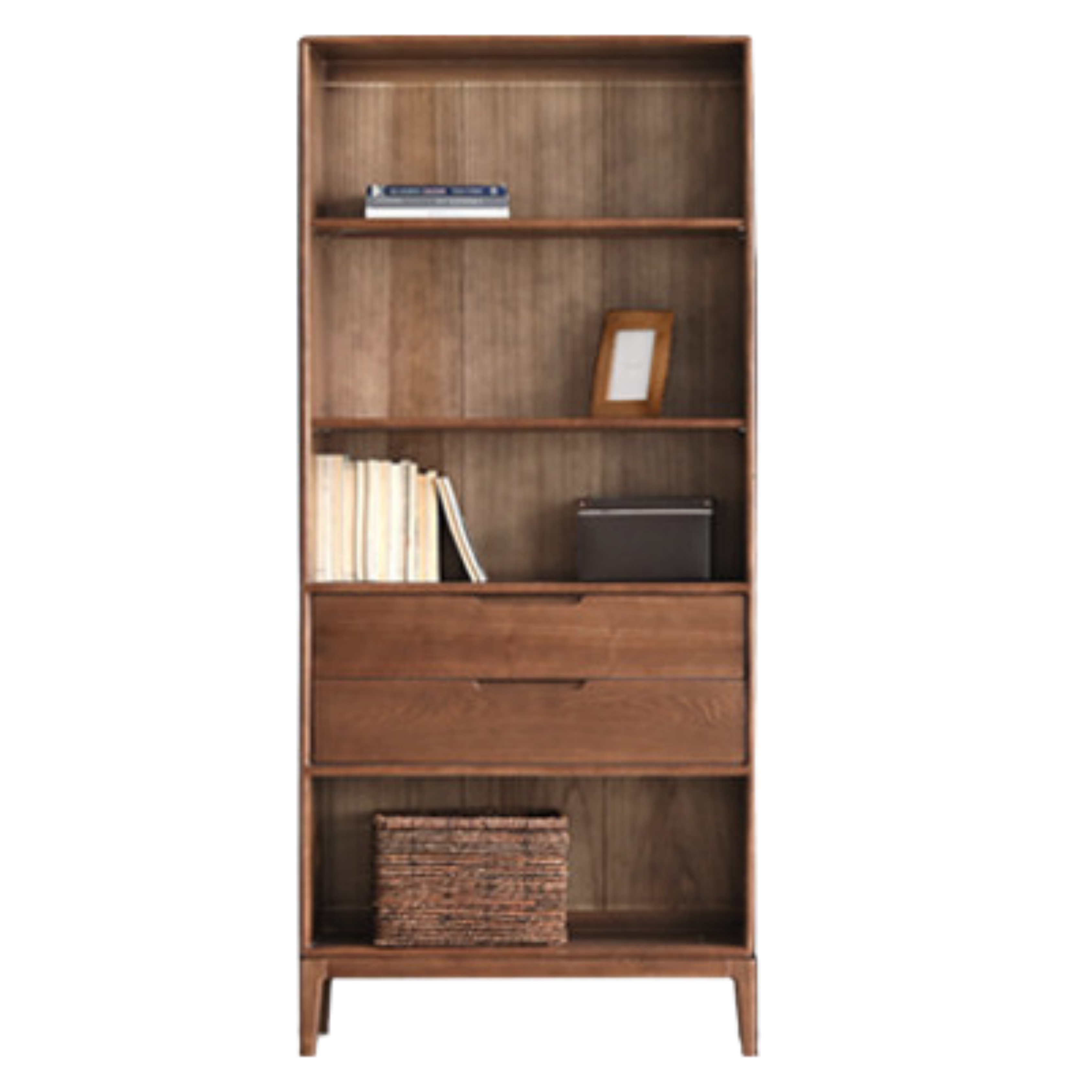 Black Walnut, Ash Solid Wood Combination Dust-Proof Glass Door Bookshelf