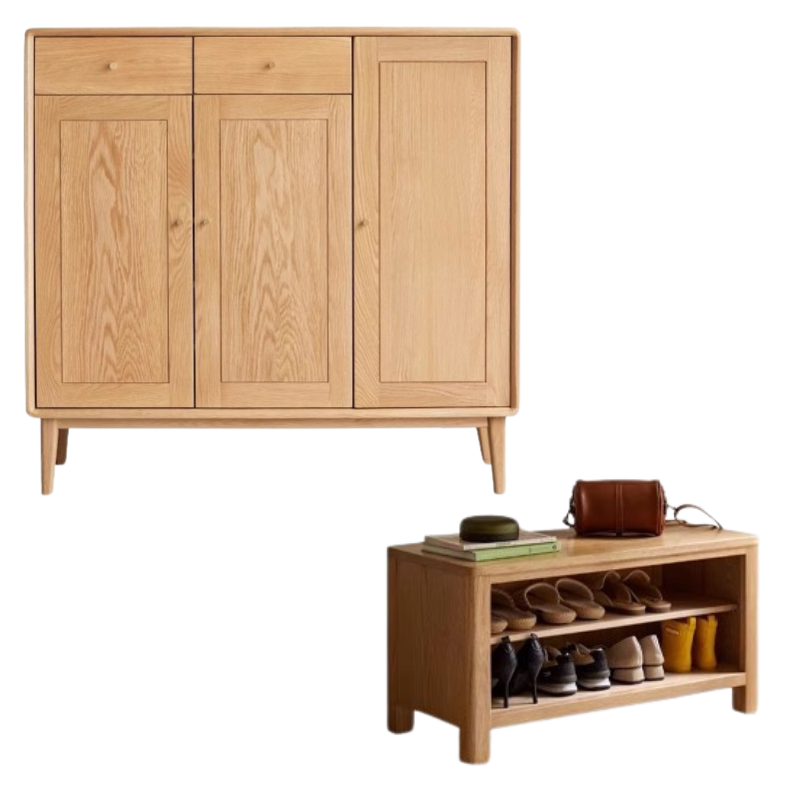 Oak Solid Wood Shoe Cabinet