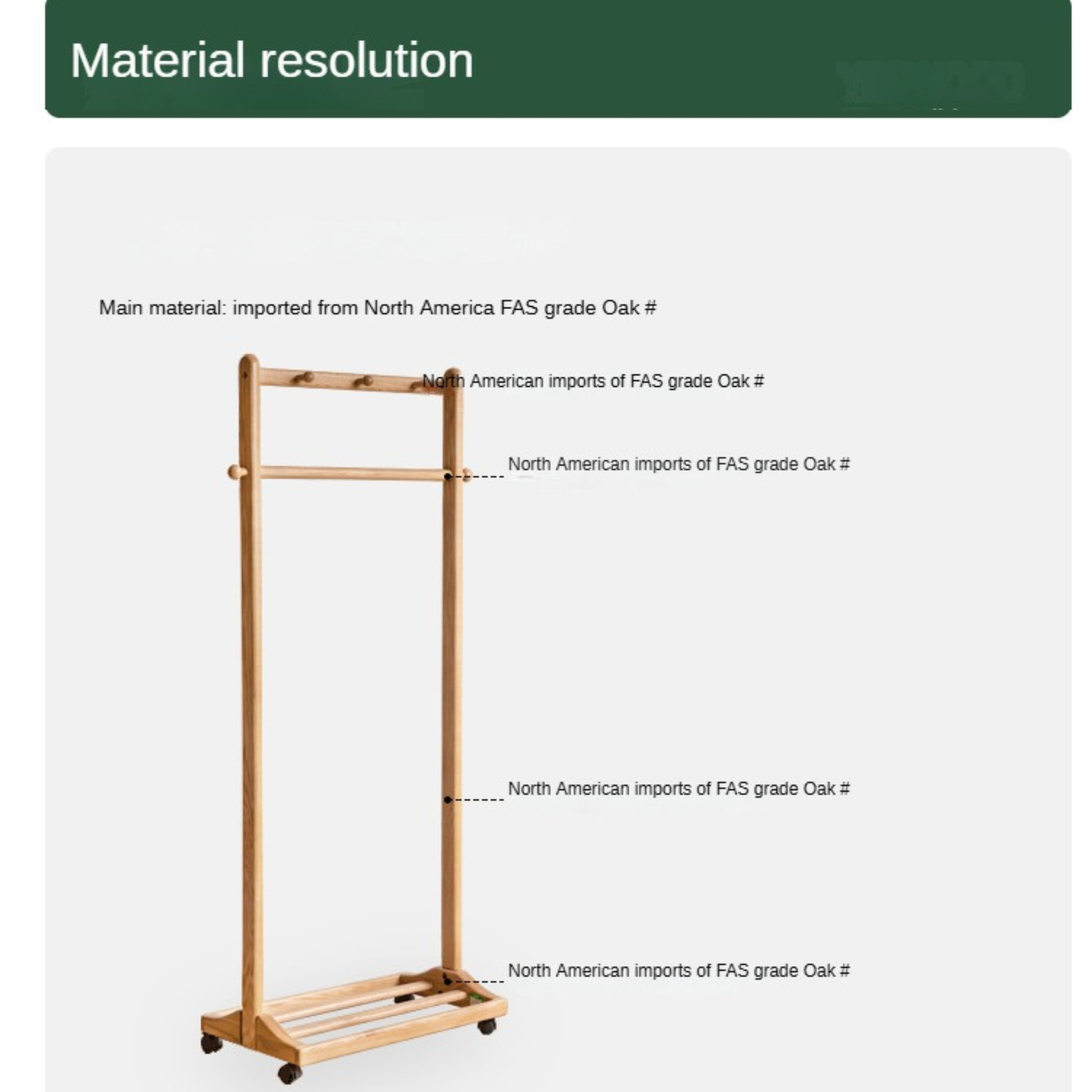 Oak, Birch, Solid Rubberwood Movable Hanger