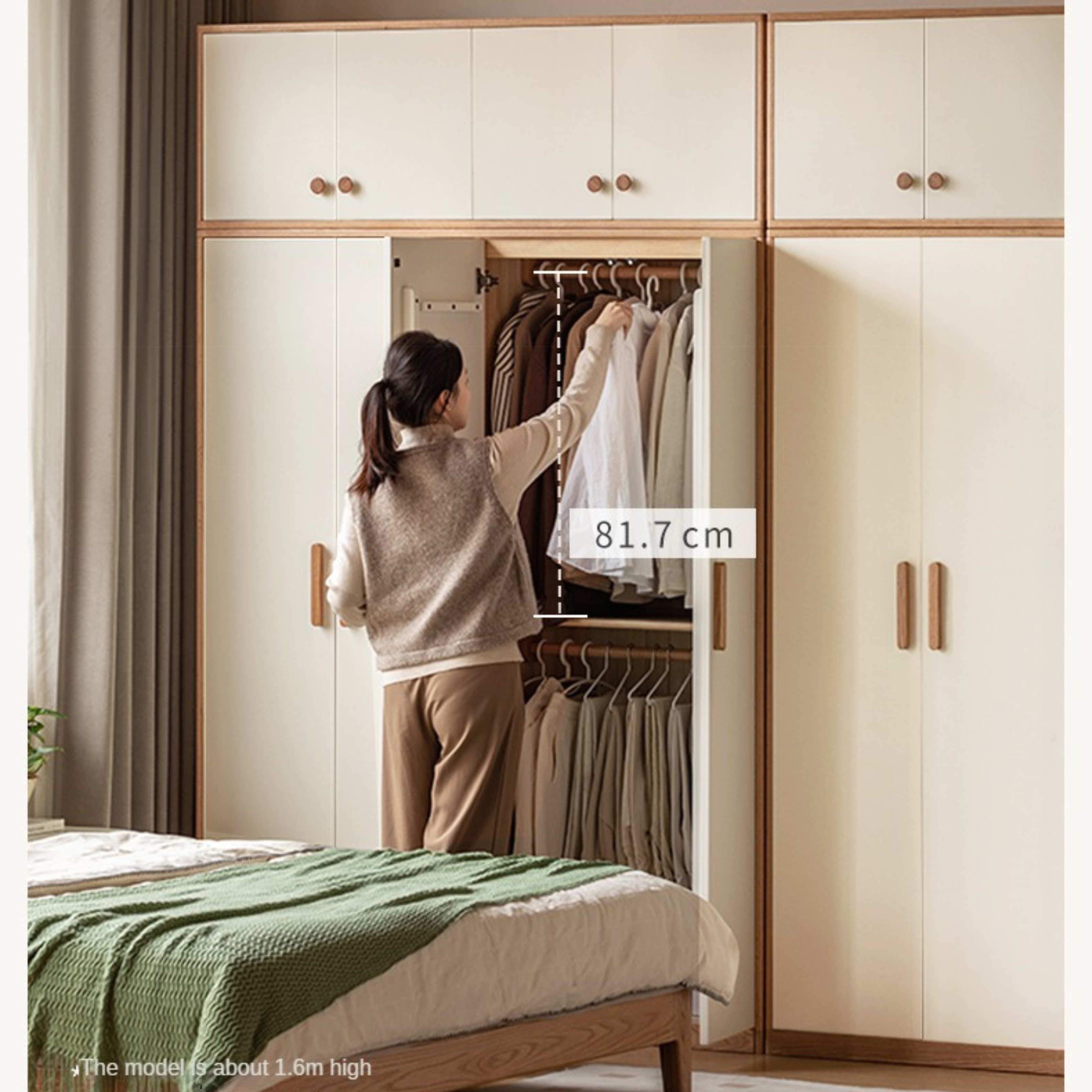 Oak Solid Wood Locker Modern Wardrobe.