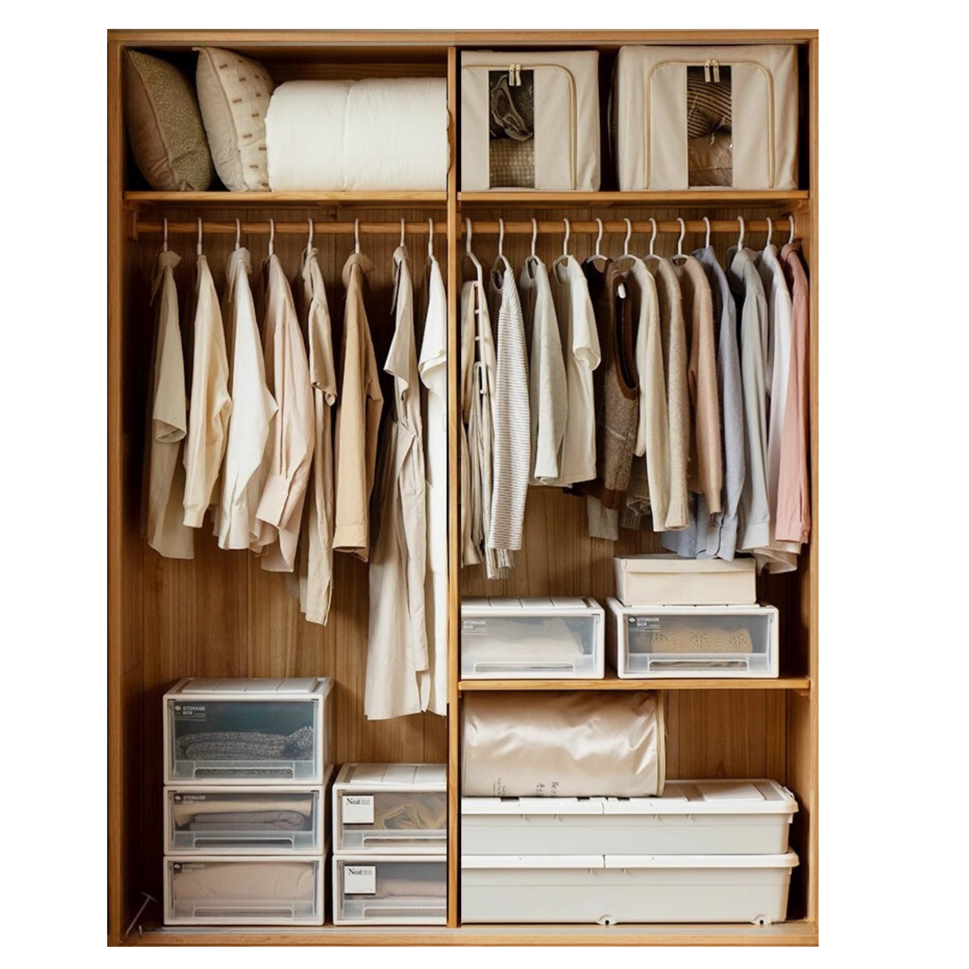 Oak Solid Wood Sliding Door Wardrobe.