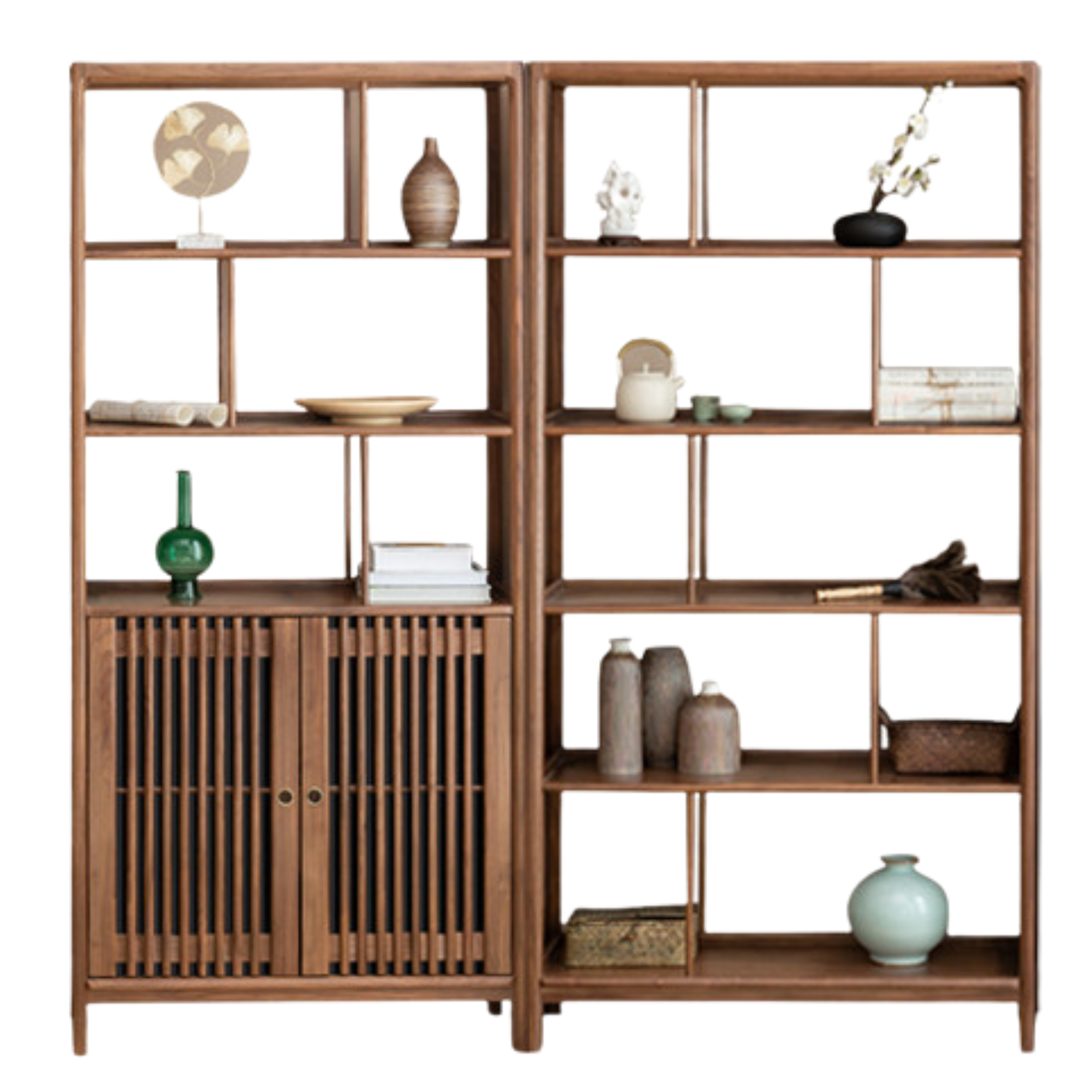 Black Walnut, Ash Solid Wood Bookshelf Combined Bookcase Display Cabinet Wall Shelf