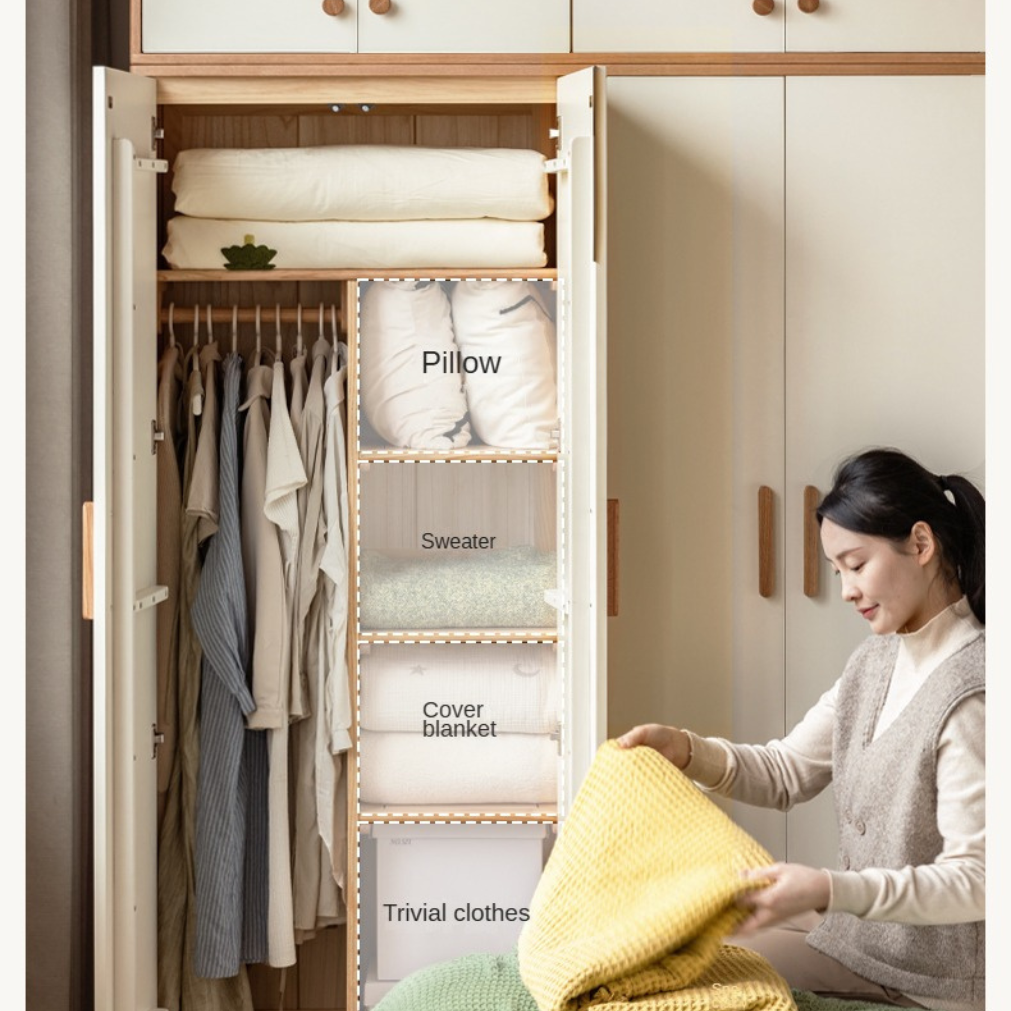 Oak Solid Wood Locker Modern Wardrobe.