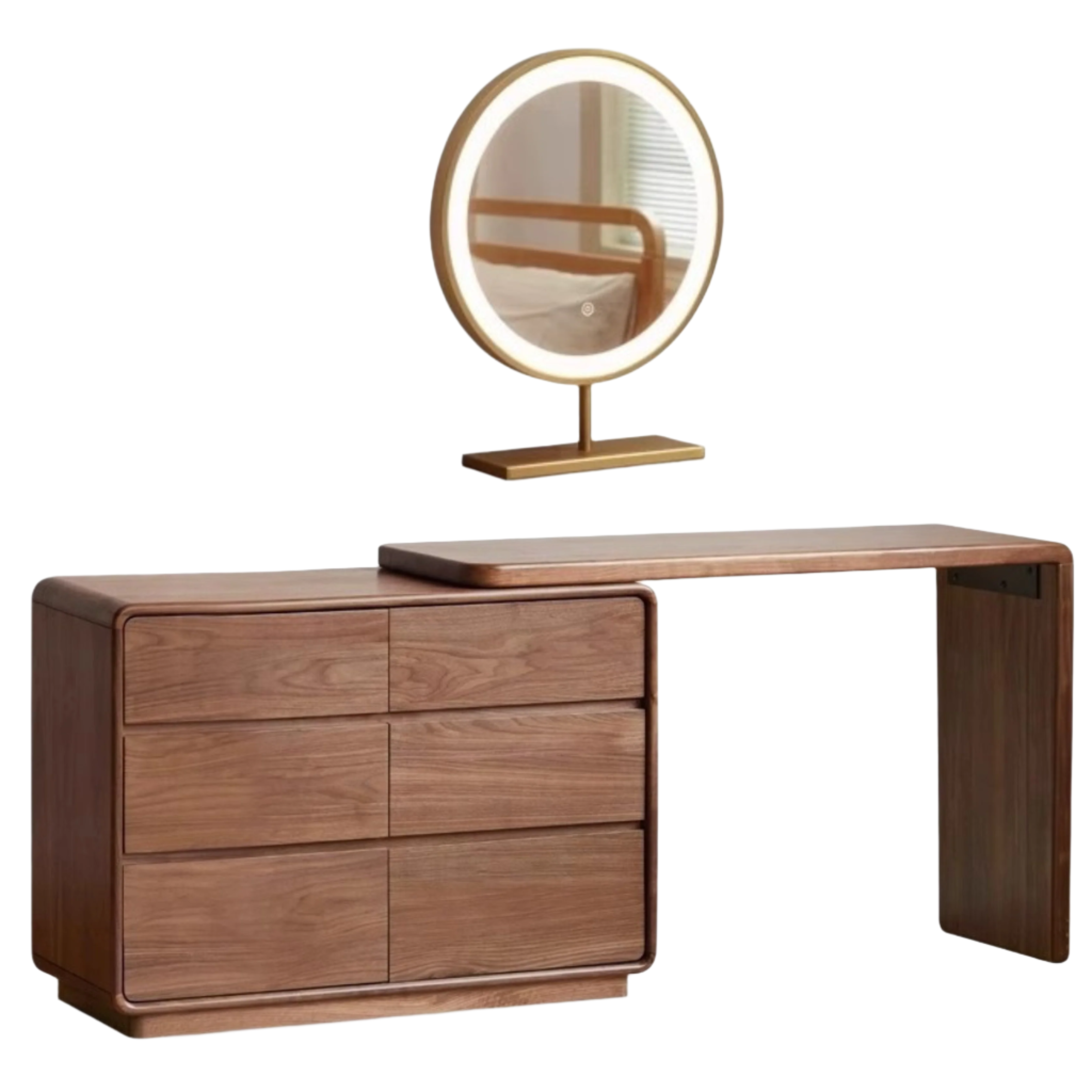 Black Walnut, Golden Sandalwood Telescopic Dressing Table.