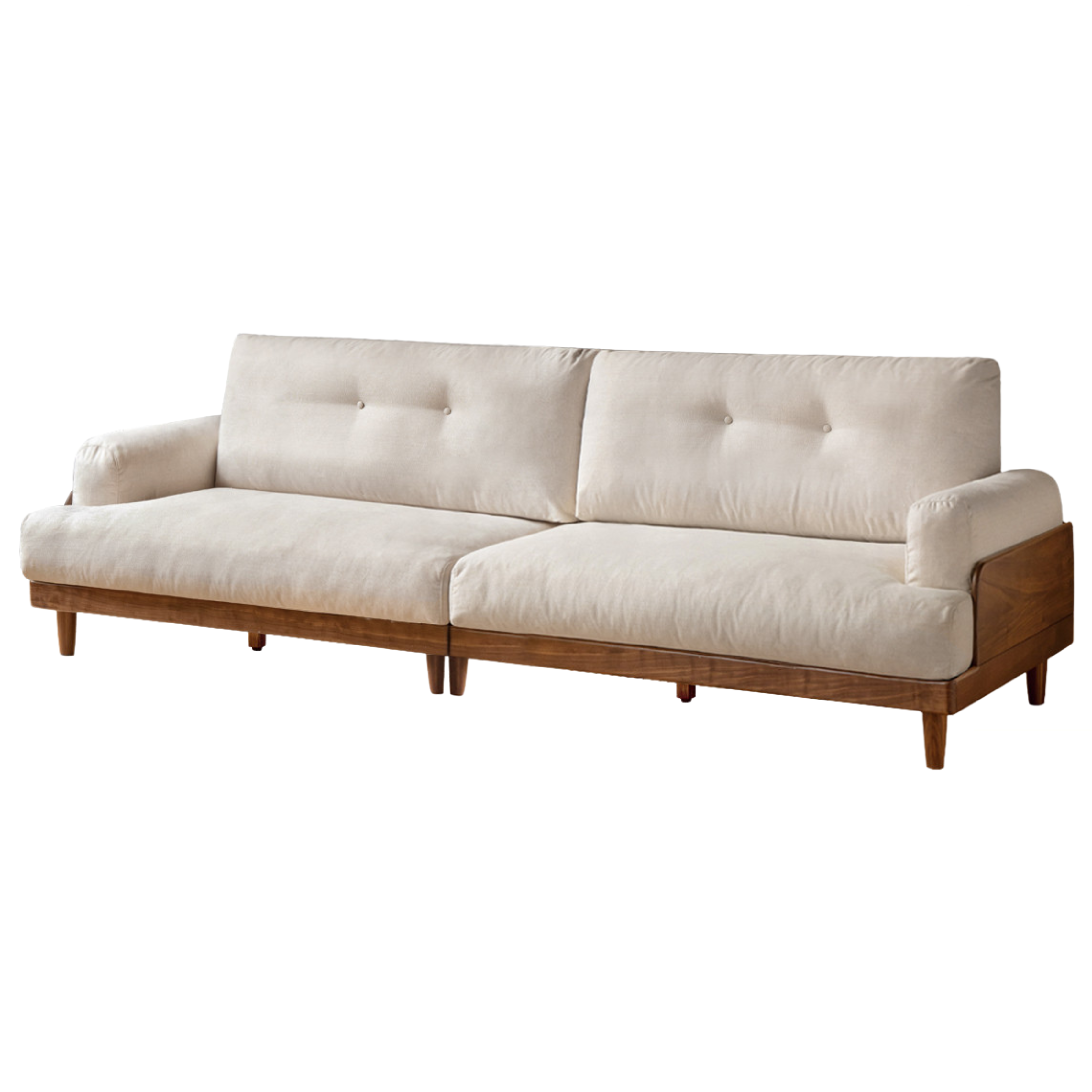 Black Walnut Solid Wood Leather, Fabric Sofa Modern