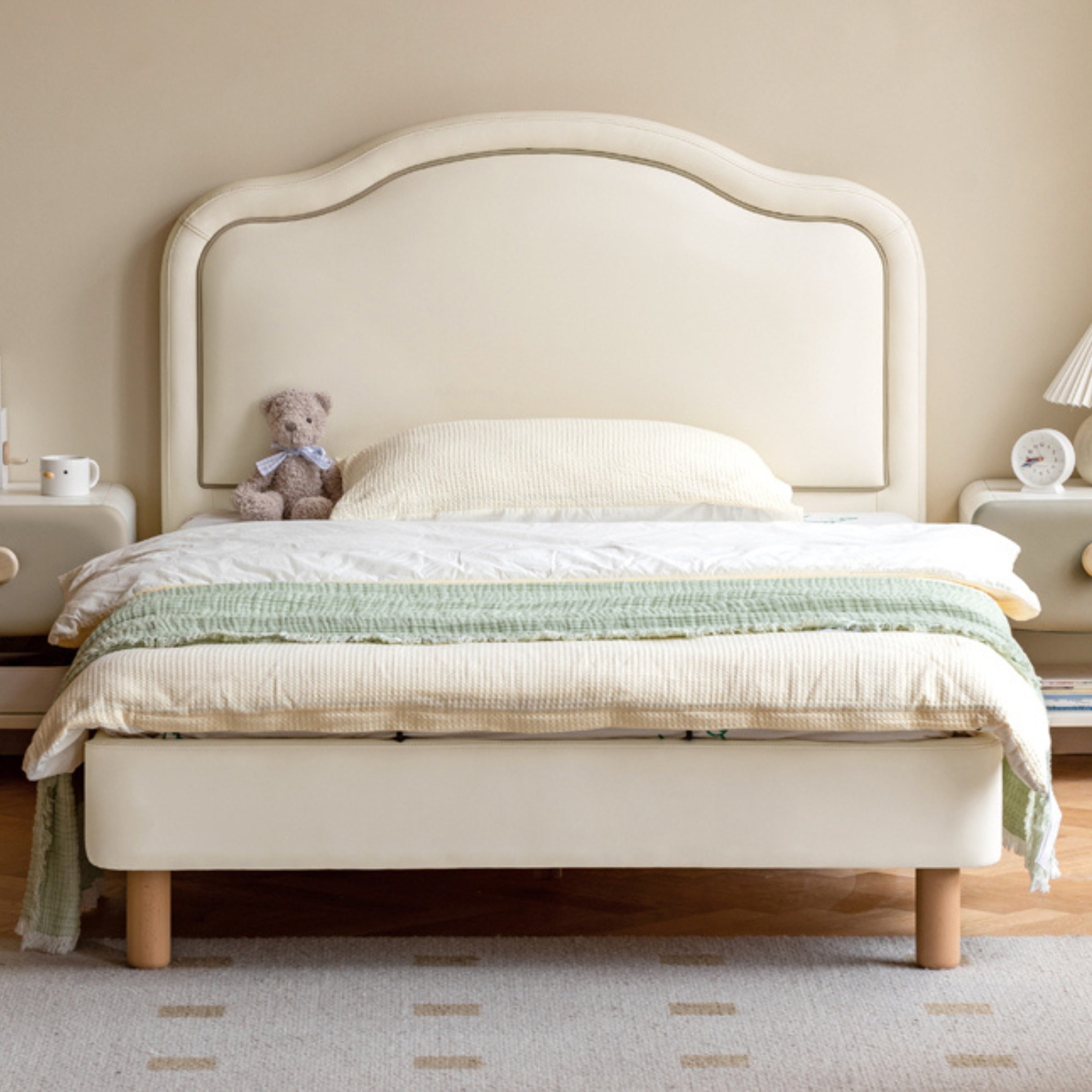 Organic Leather Cream Style Soft Kid's Bed