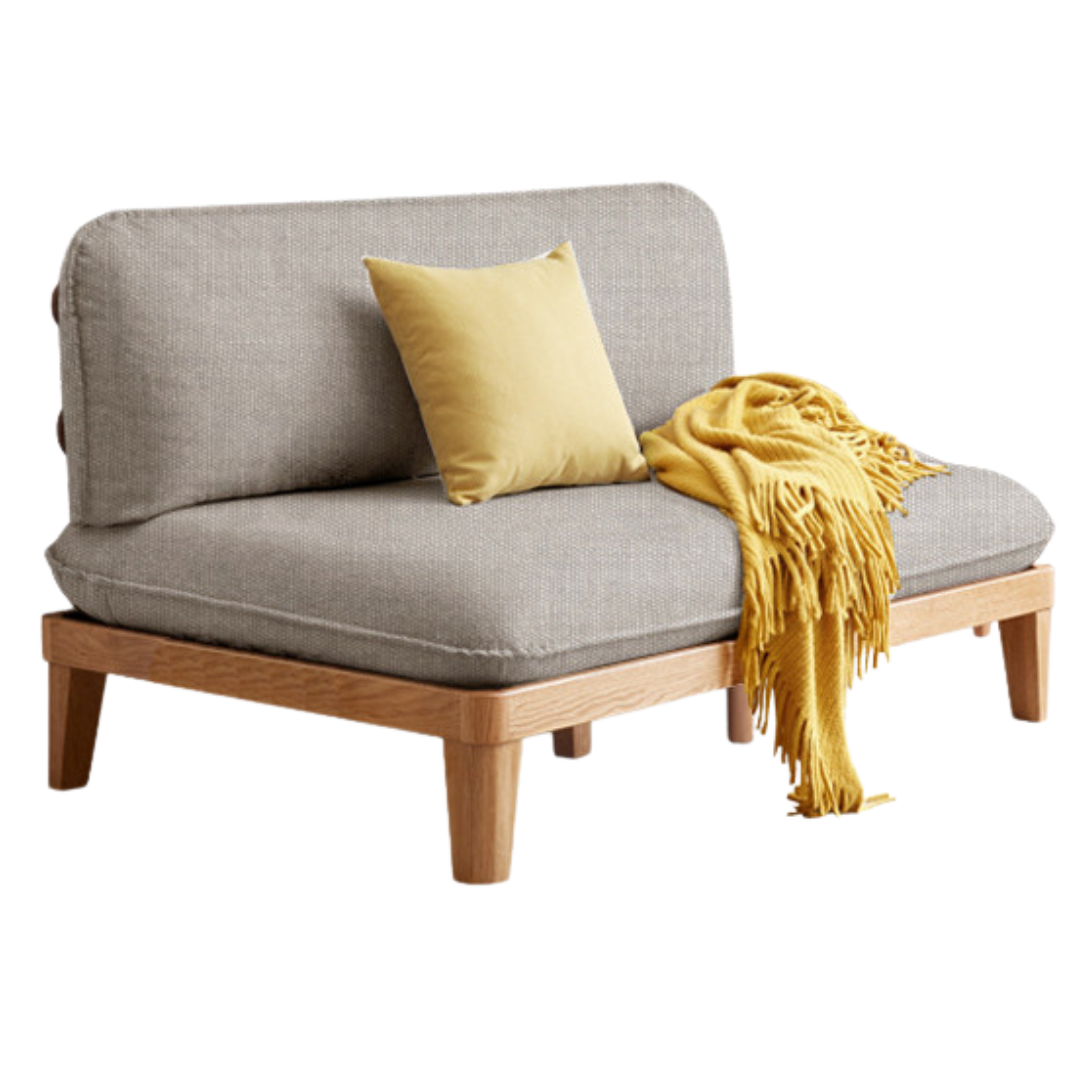 Oak Solid Wood Fabric Sofa.