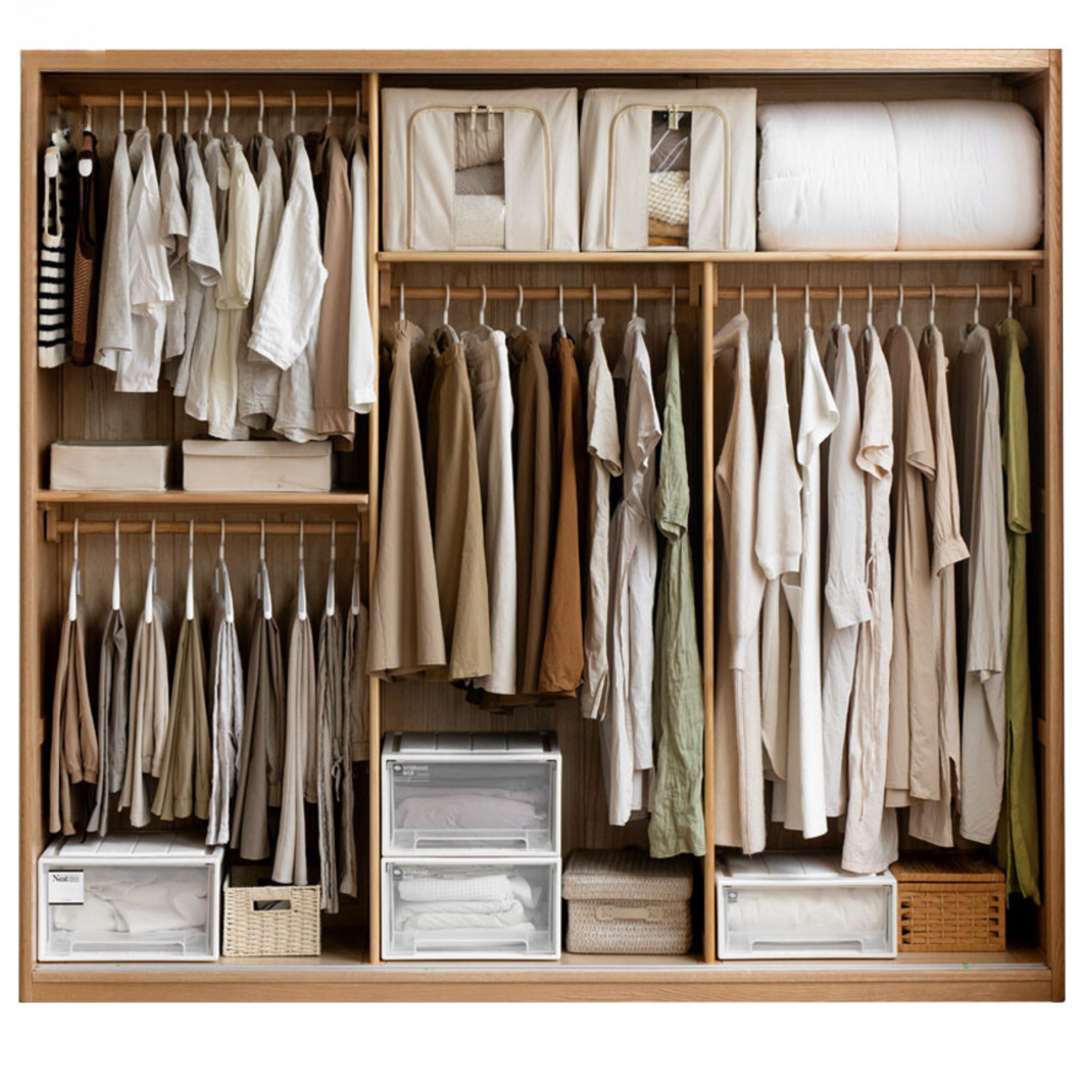 Oak Solid Wood Sliding Door Wardrobe.