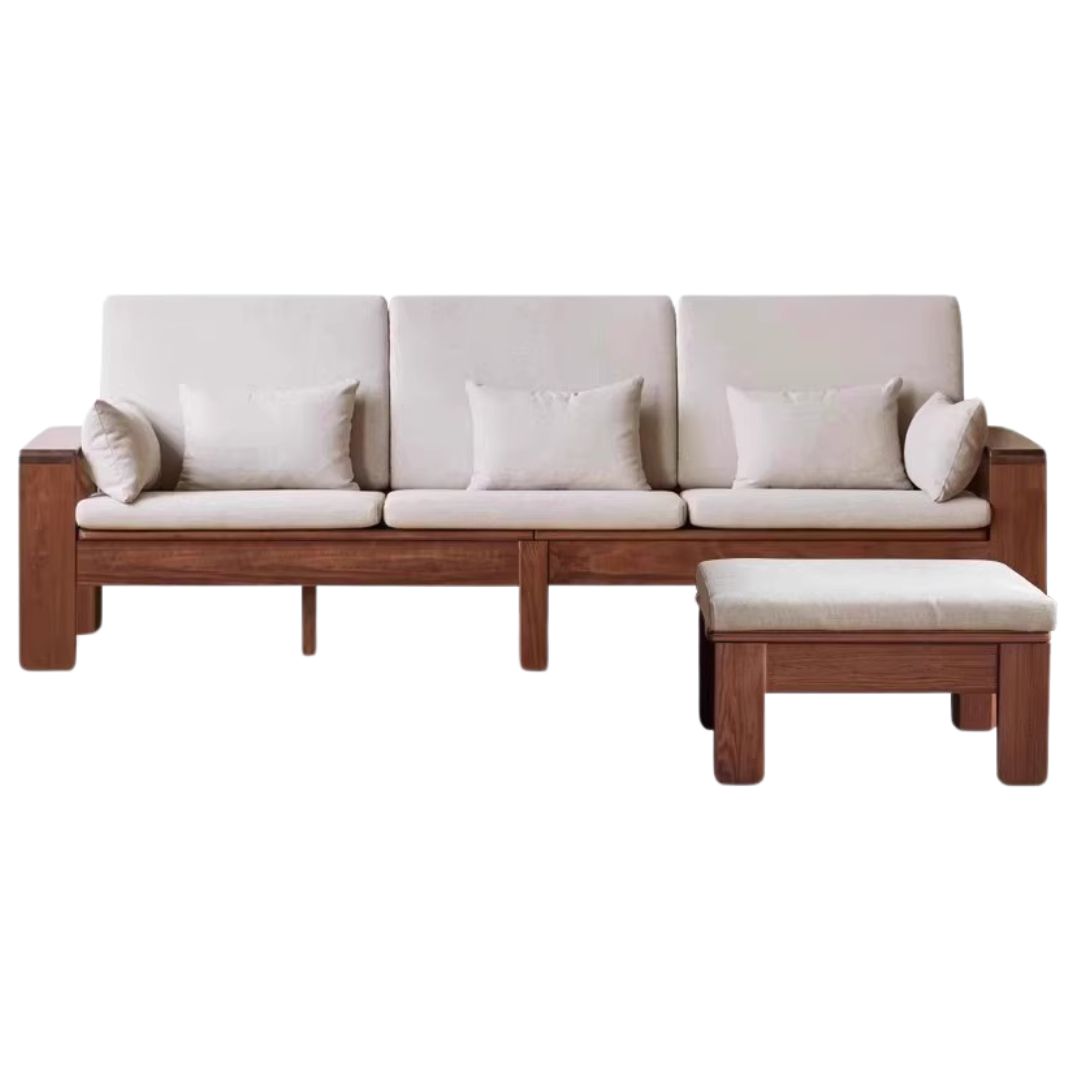 Black Walnut, Solid Sandalwood Fabric Sofa Nordic Dual-purpose Sofa-