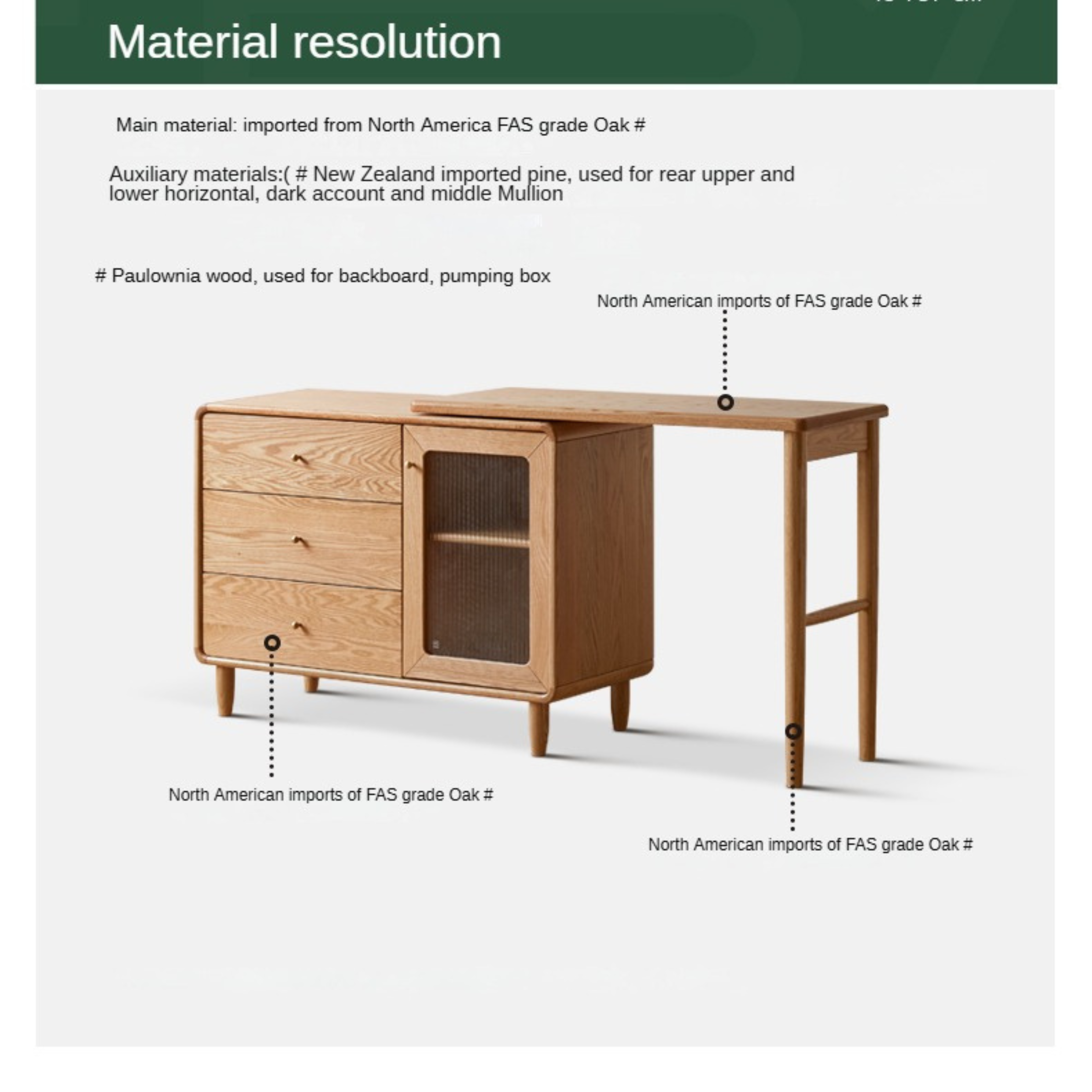 Oak Solid Wood Retractable Dressing Table.