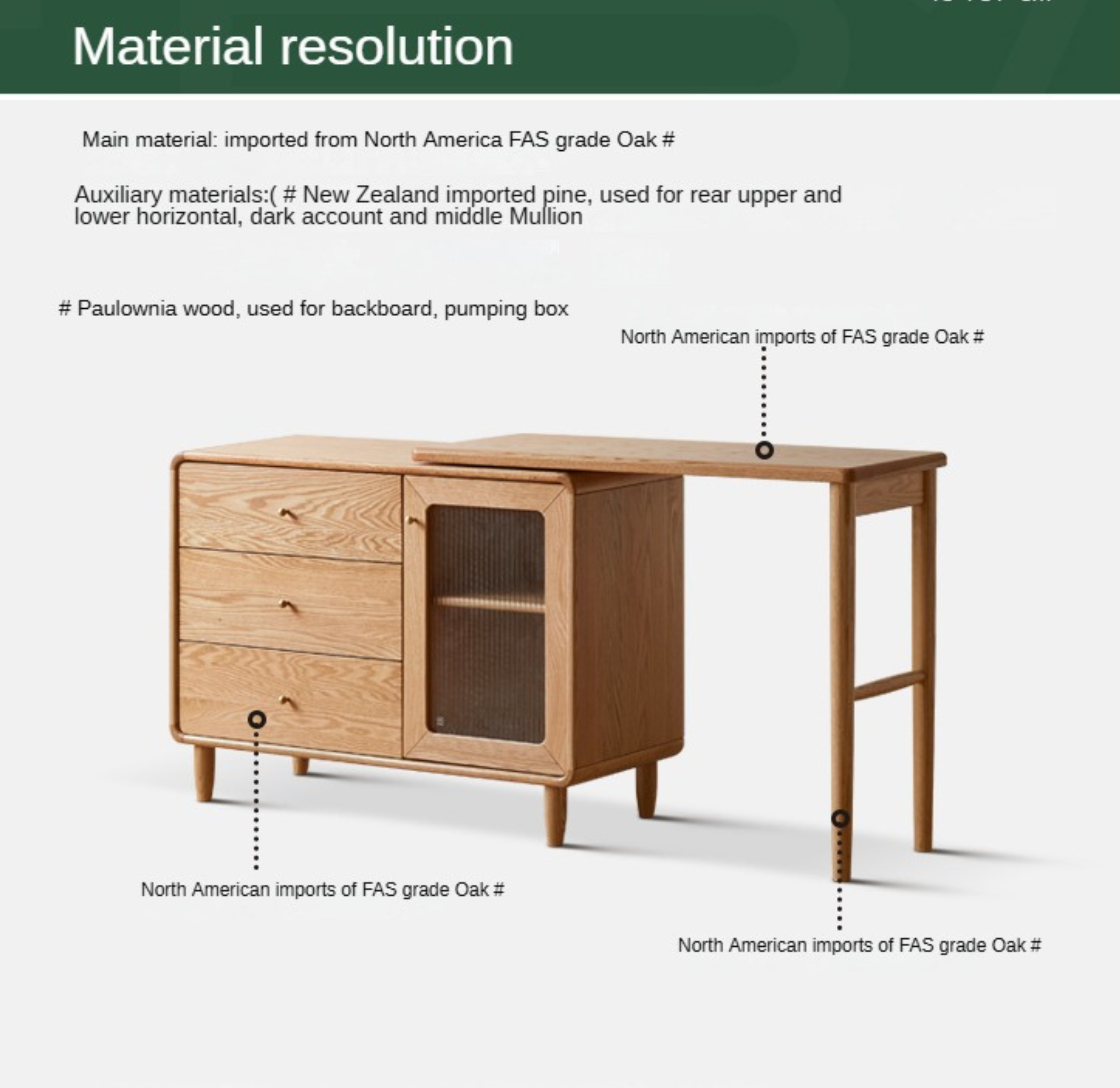 Oak Solid Wood Retractable Vanity Table.
