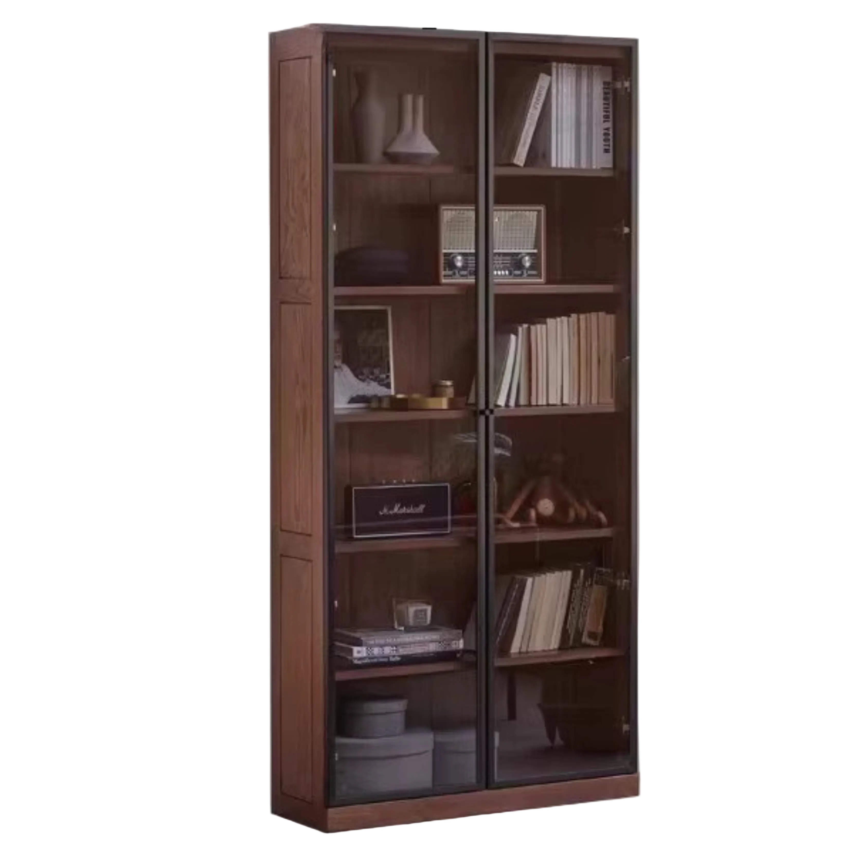 Oak, Solid Rubberwood Modern Bookcase Storage