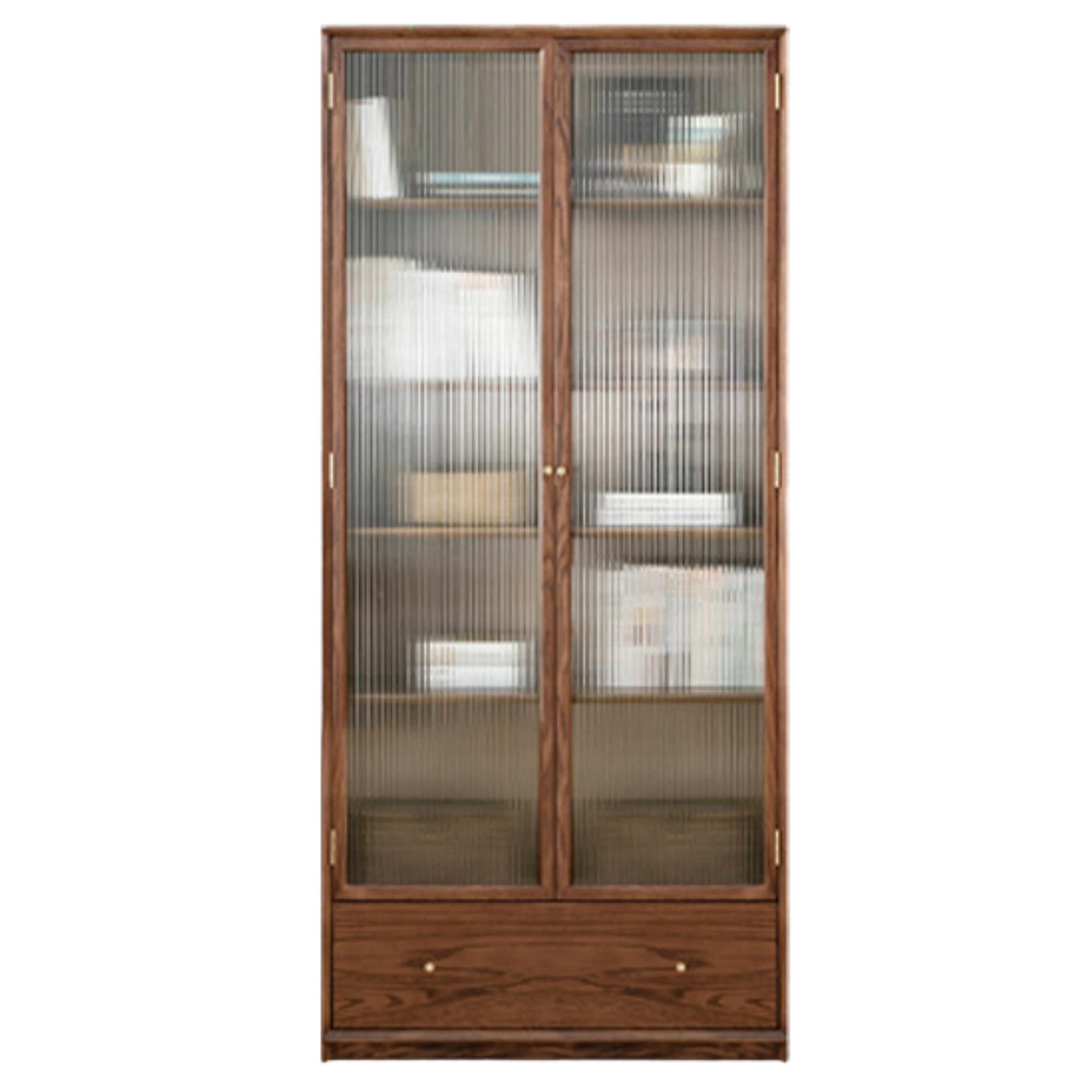 Oak Solid Wood Dust-Proof Glass Door Wall Floor-To-Ceiling Bookshelf