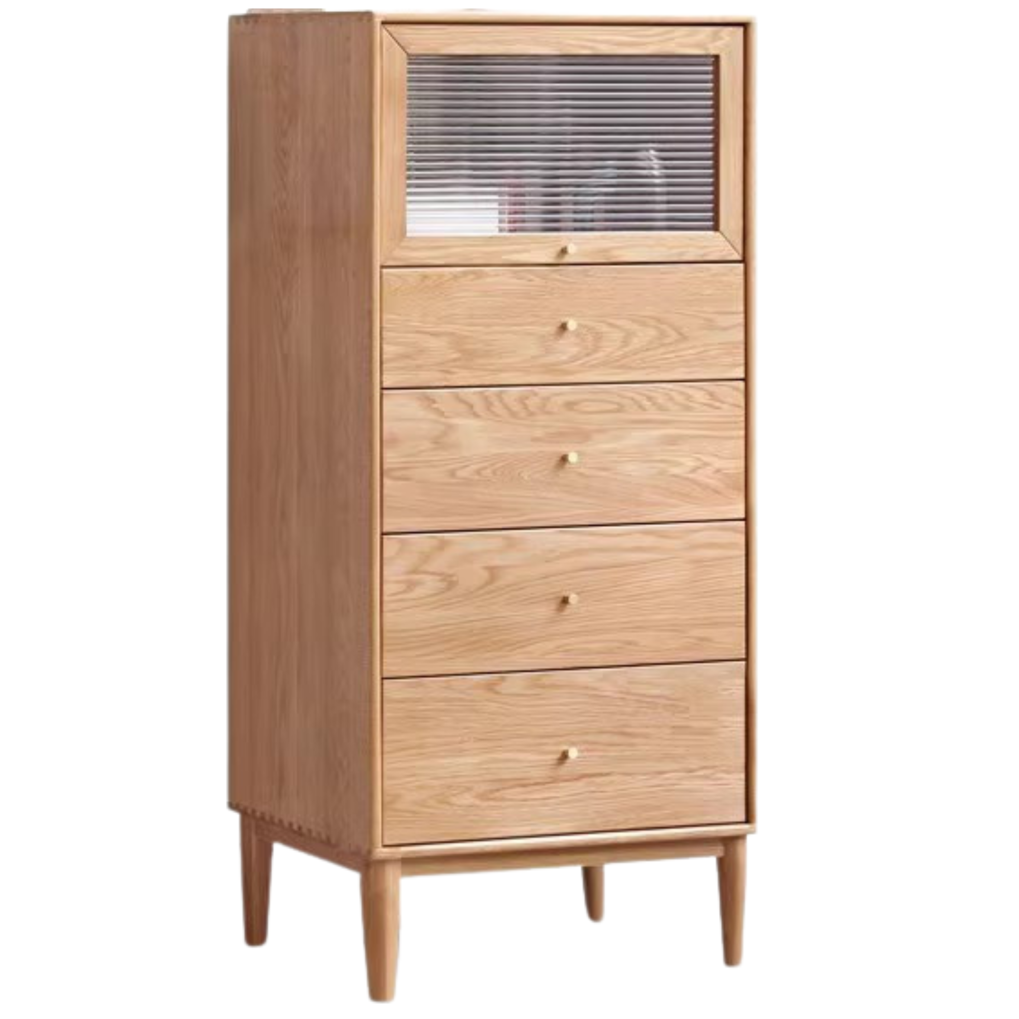 Oak Solid Wood Chest of Drawers Flip Glass Door